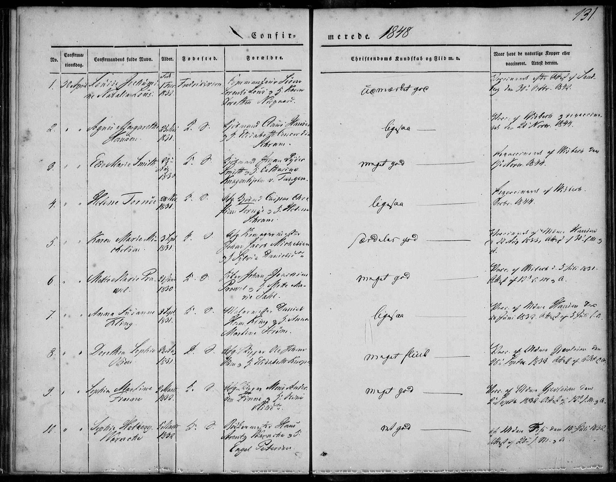 Korskirken sokneprestembete, SAB/A-76101/H/Haa/L0026: Parish register (official) no. C 2, 1842-1854, p. 131
