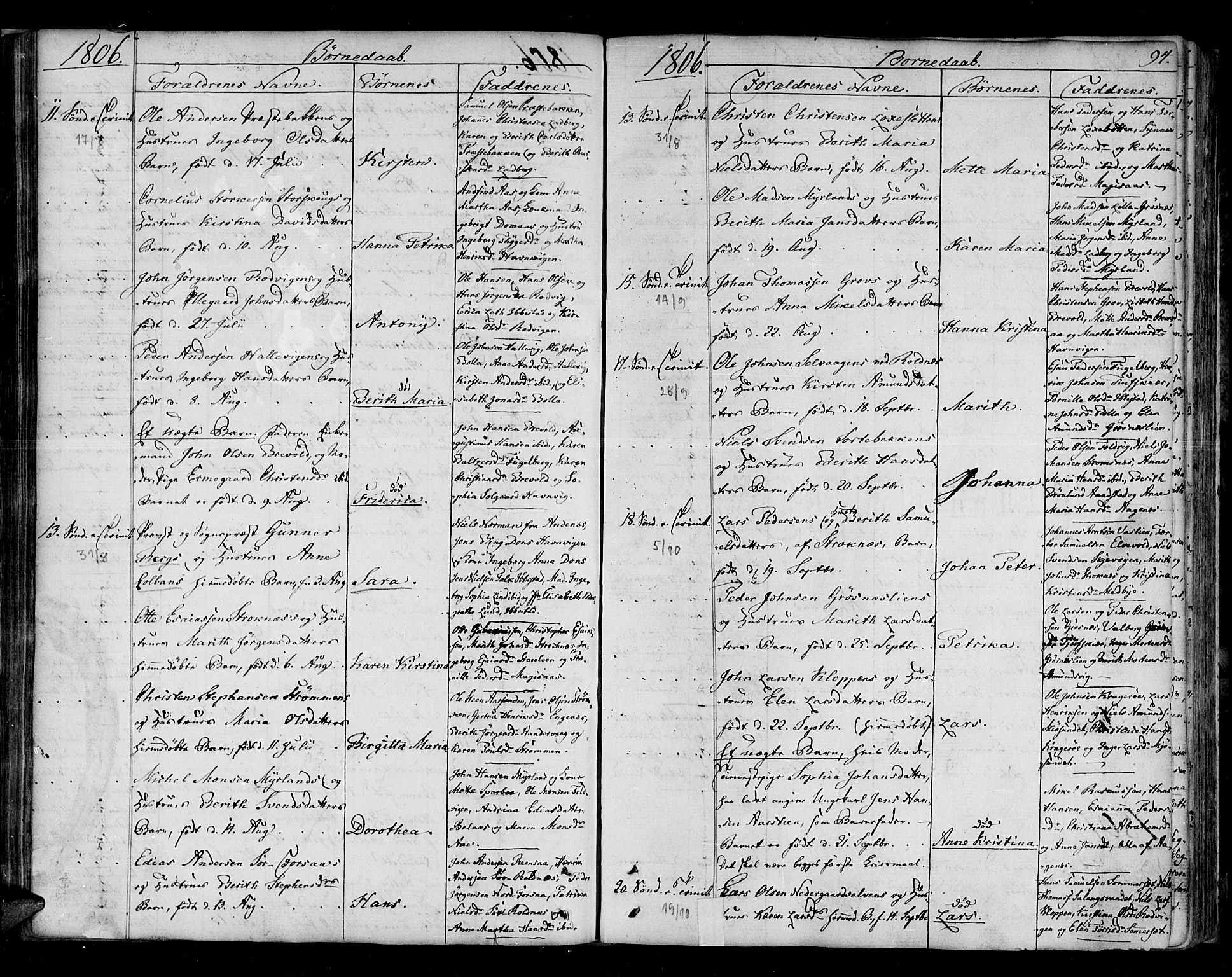 Ibestad sokneprestembete, SATØ/S-0077/H/Ha/Haa/L0004kirke: Parish register (official) no. 4, 1801-1824, p. 94