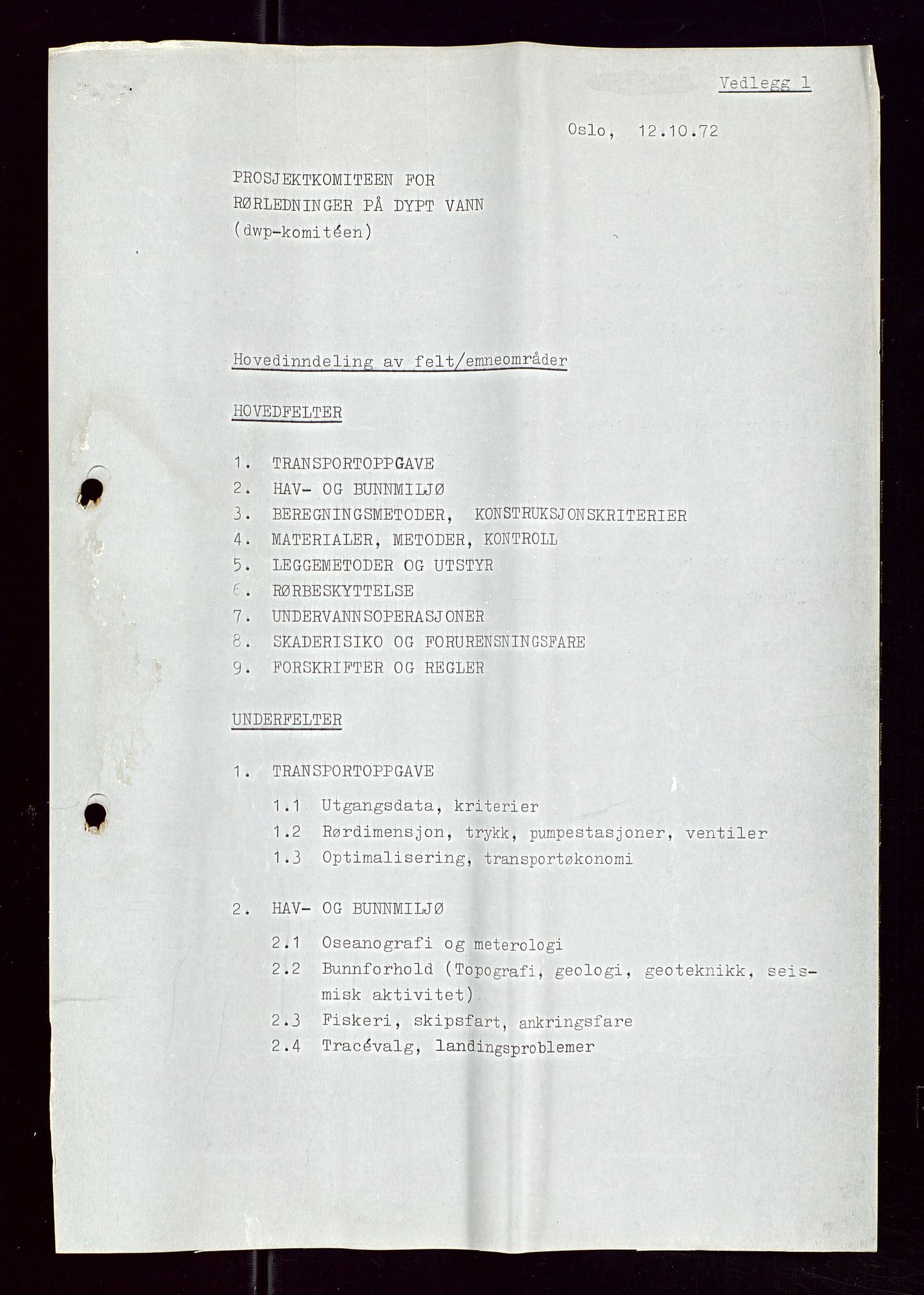 Industridepartementet, Oljekontoret, AV/SAST-A-101348/Di/L0002: DWP, måneds- kvartals- halvårs- og årsrapporter, økonomi, personell, div., 1972-1974, p. 465