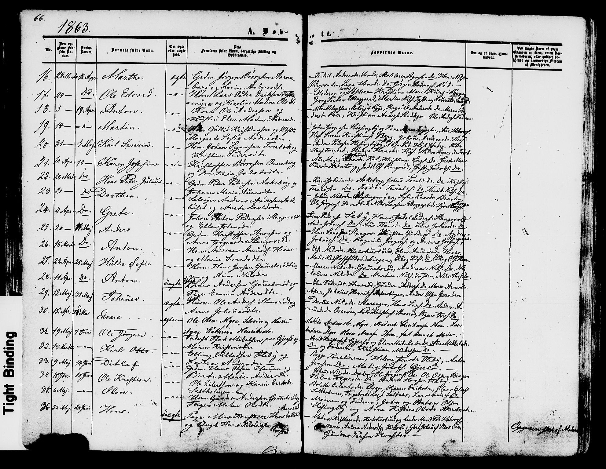 Råde prestekontor kirkebøker, AV/SAO-A-2009/F/Fa/L0006: Parish register (official) no. 6, 1854-1877, p. 66