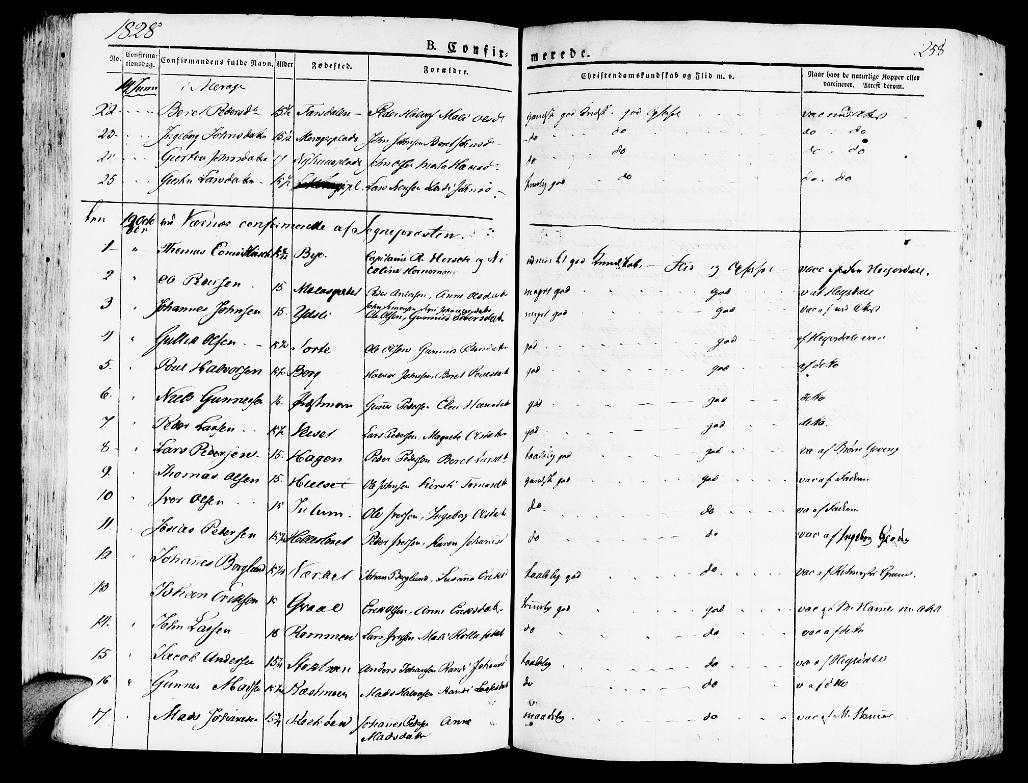 Ministerialprotokoller, klokkerbøker og fødselsregistre - Nord-Trøndelag, SAT/A-1458/709/L0070: Parish register (official) no. 709A10, 1820-1832, p. 258