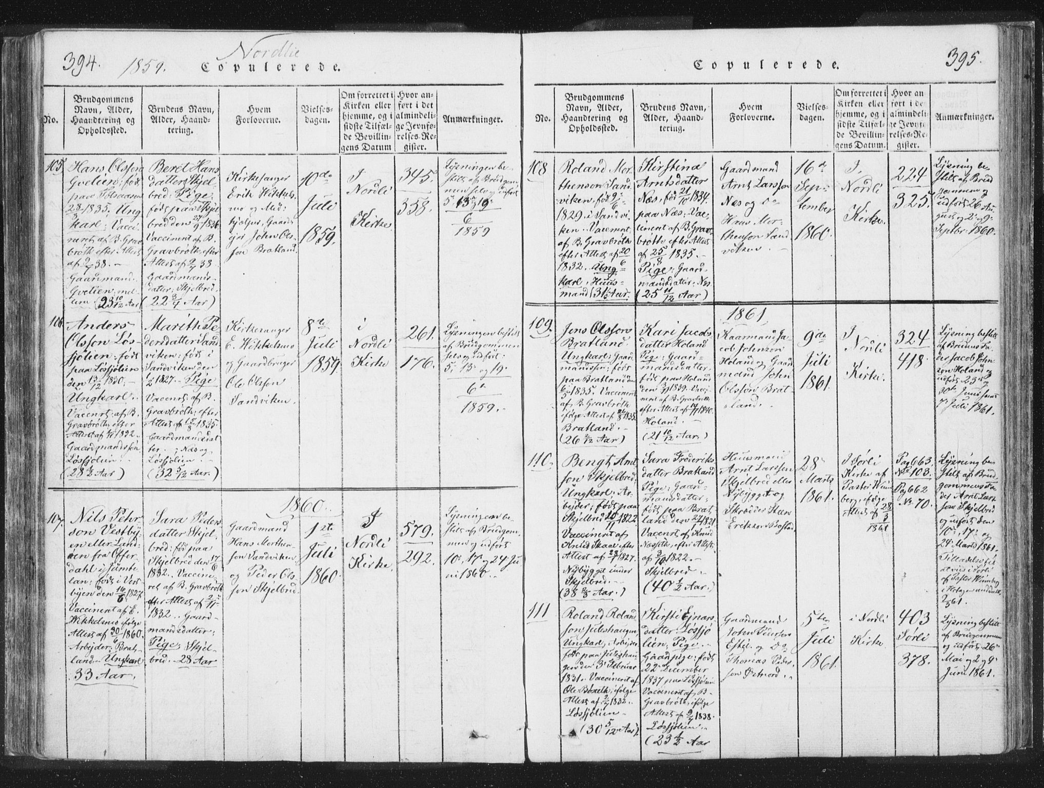 Ministerialprotokoller, klokkerbøker og fødselsregistre - Nord-Trøndelag, SAT/A-1458/755/L0491: Parish register (official) no. 755A01 /1, 1817-1864, p. 394-395
