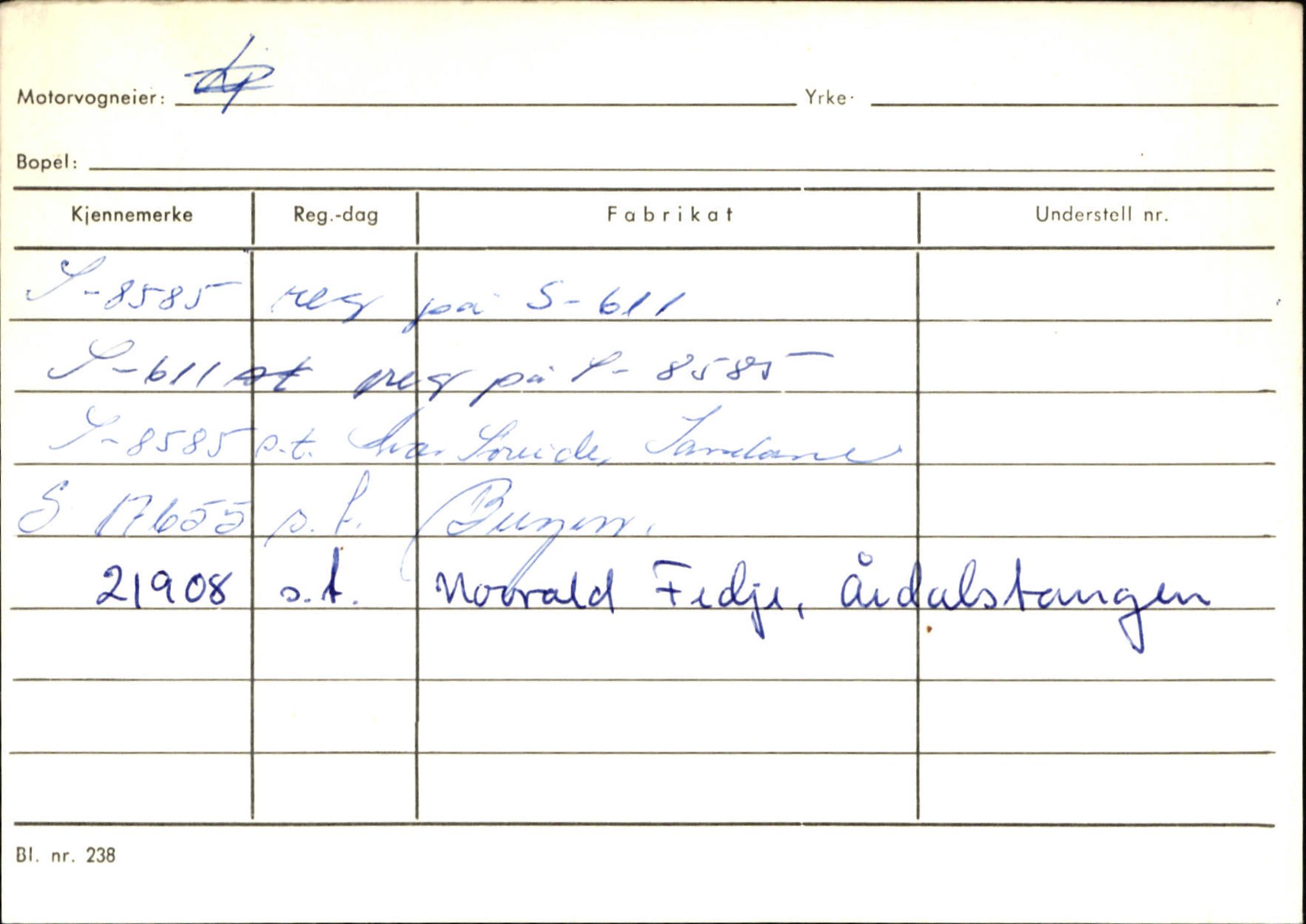 Statens vegvesen, Sogn og Fjordane vegkontor, AV/SAB-A-5301/4/F/L0126: Eigarregister Fjaler M-Å. Leikanger A-Å, 1945-1975, p. 1719