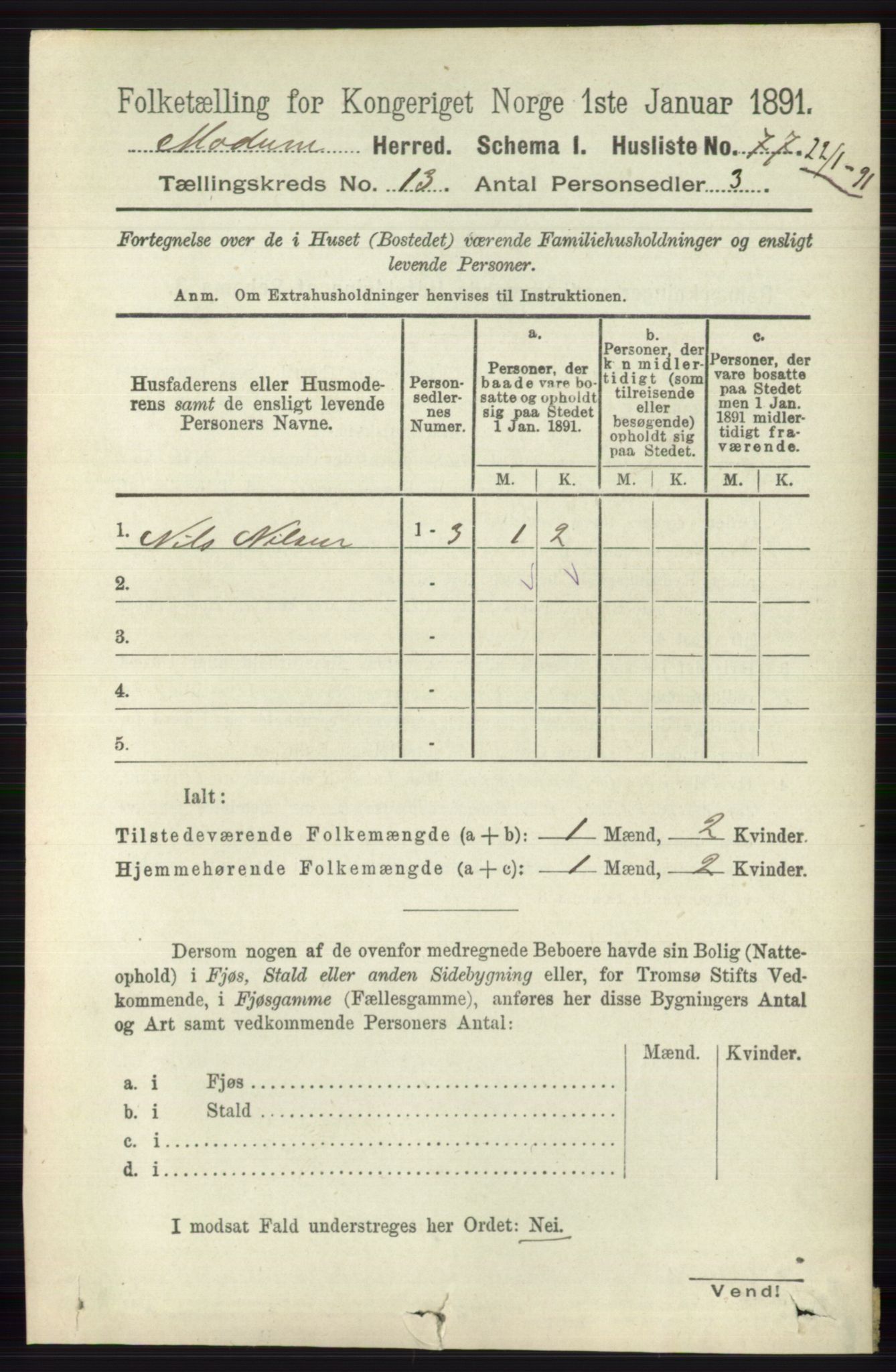 RA, 1891 census for 0623 Modum, 1891, p. 4947