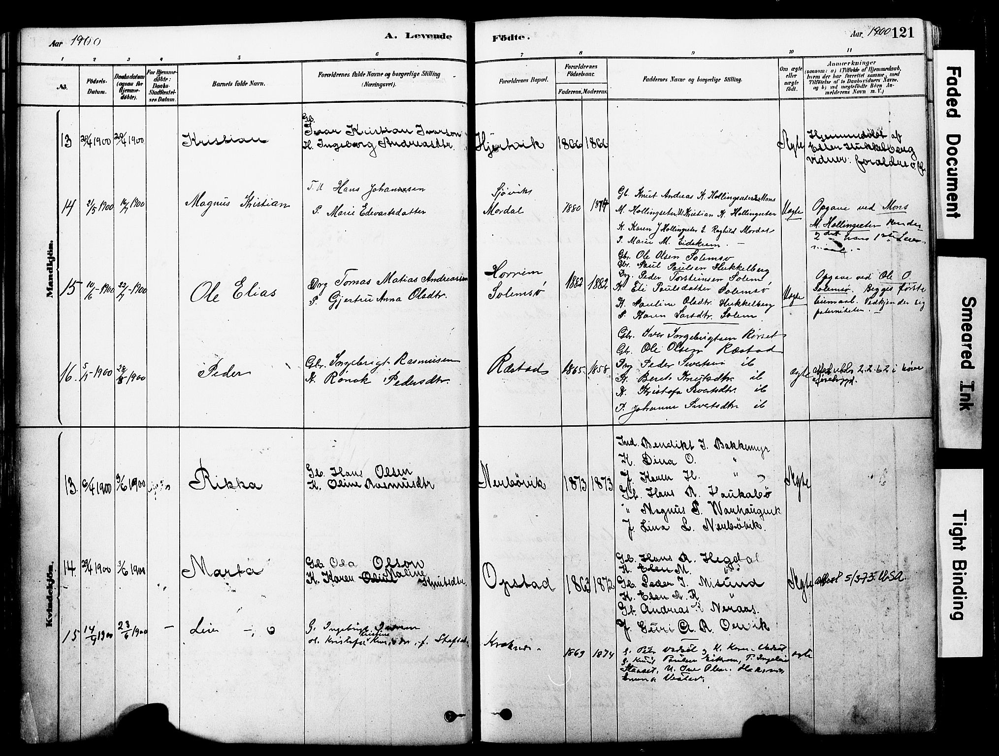 Ministerialprotokoller, klokkerbøker og fødselsregistre - Møre og Romsdal, AV/SAT-A-1454/560/L0721: Parish register (official) no. 560A05, 1878-1917, p. 121