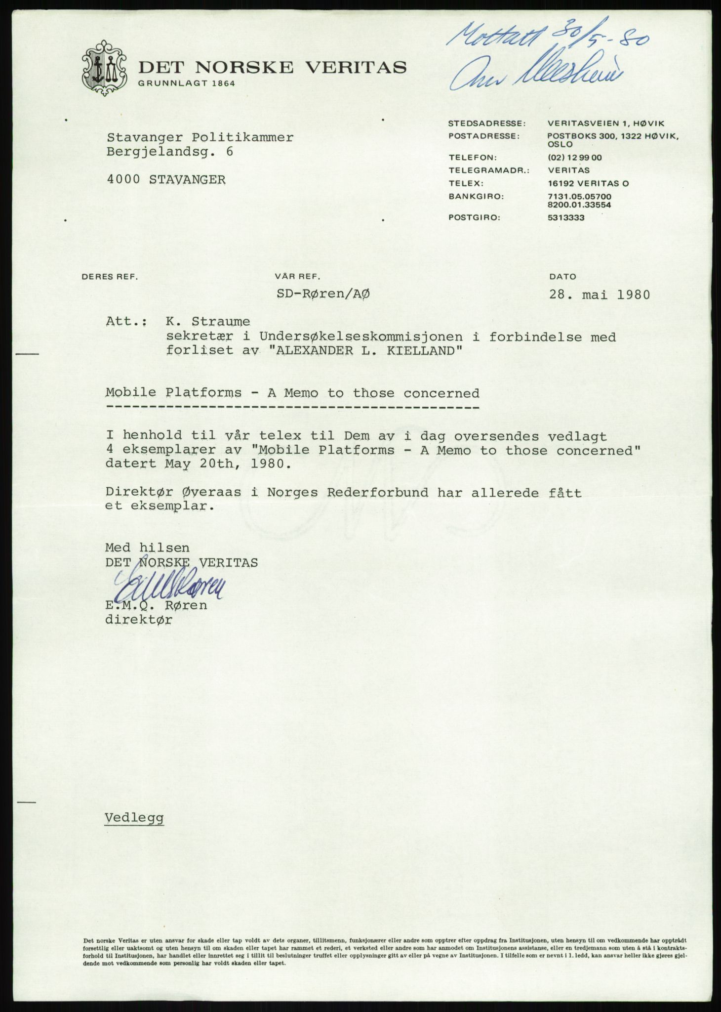 Justisdepartementet, Granskningskommisjonen ved Alexander Kielland-ulykken 27.3.1980, RA/S-1165/D/L0013: H Sjøfartsdirektoratet og Skipskontrollen (H25-H43, H45, H47-H48, H50, H52)/I Det norske Veritas (I34, I41, I47), 1980-1981, p. 689
