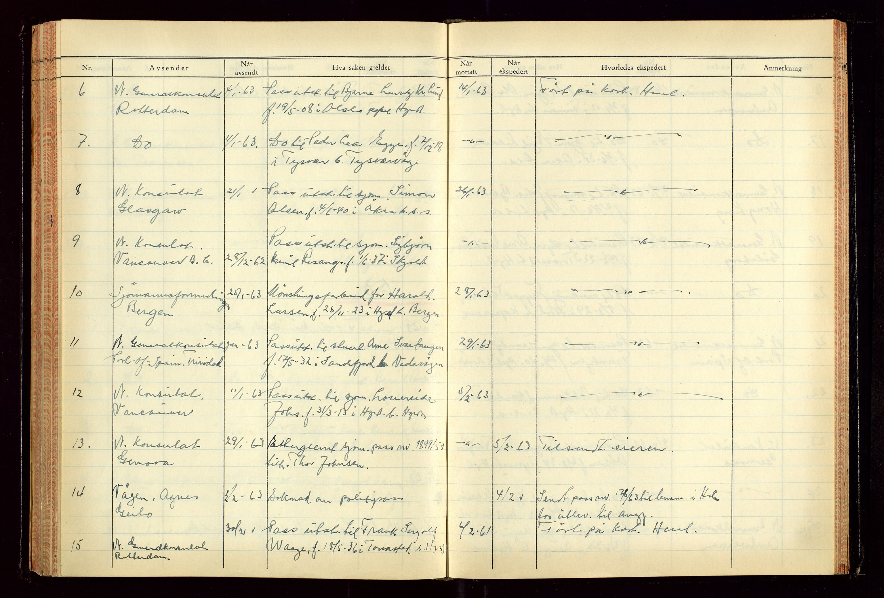 Haugesund politikammer, AV/SAST-A-100440/K/L0007: Passjournal (16 12 53-07 1065), 1953-1965, p. 170