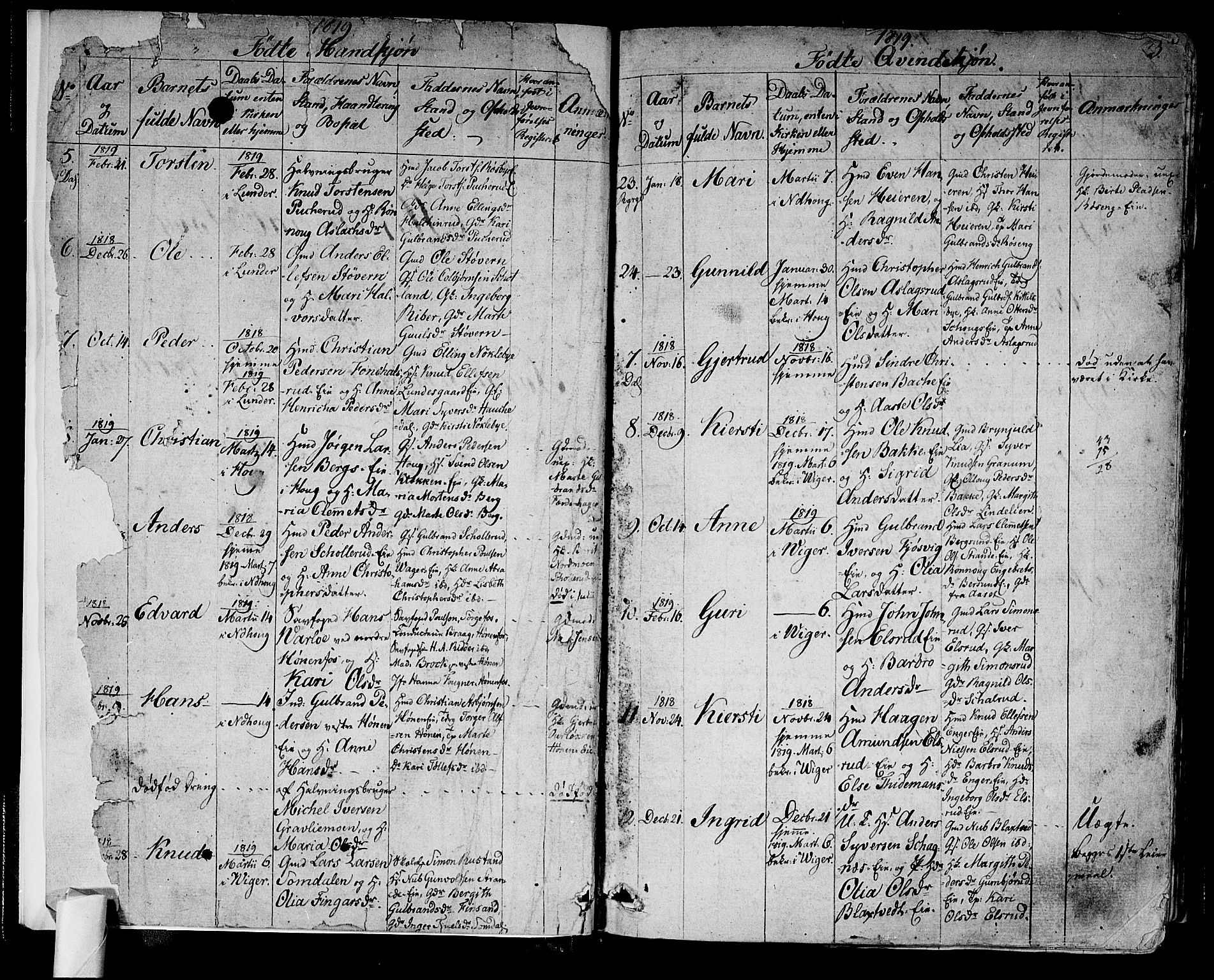 Norderhov kirkebøker, AV/SAKO-A-237/F/Fa/L0009: Parish register (official) no. 9, 1819-1837, p. 2-3