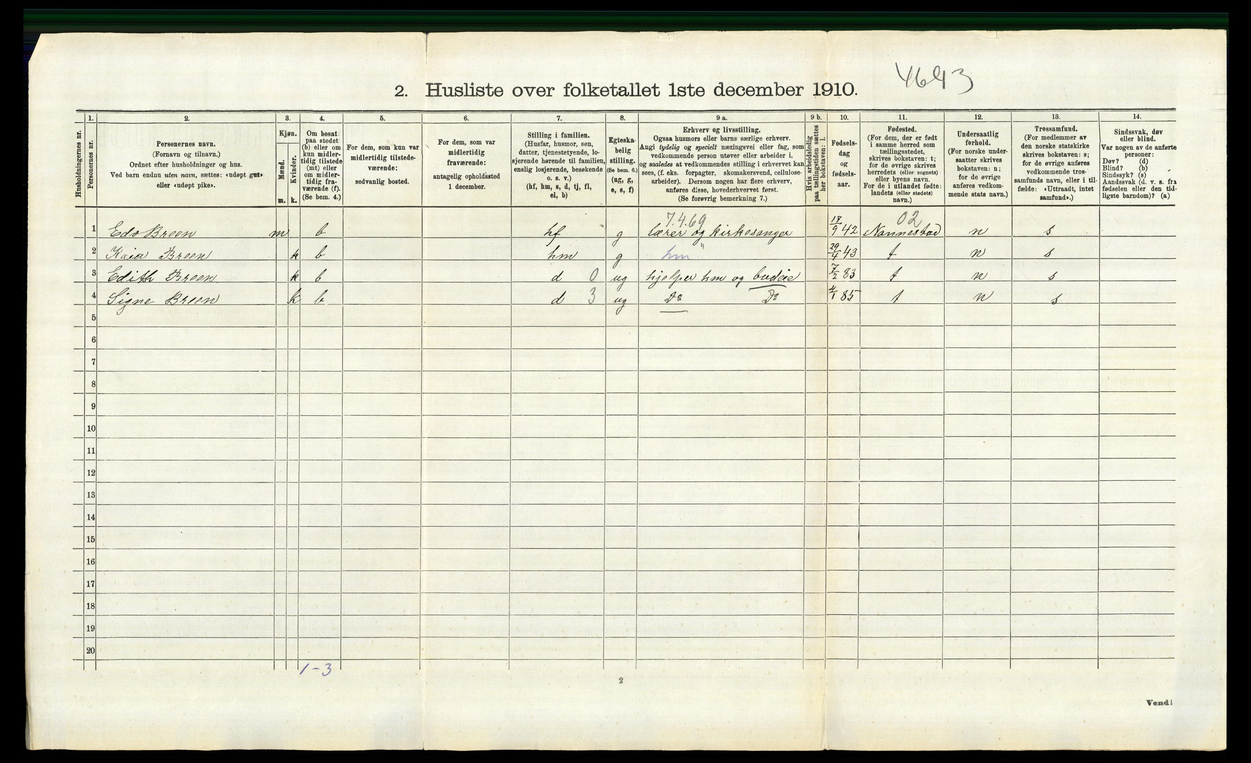 RA, 1910 census for Hof, 1910, p. 535