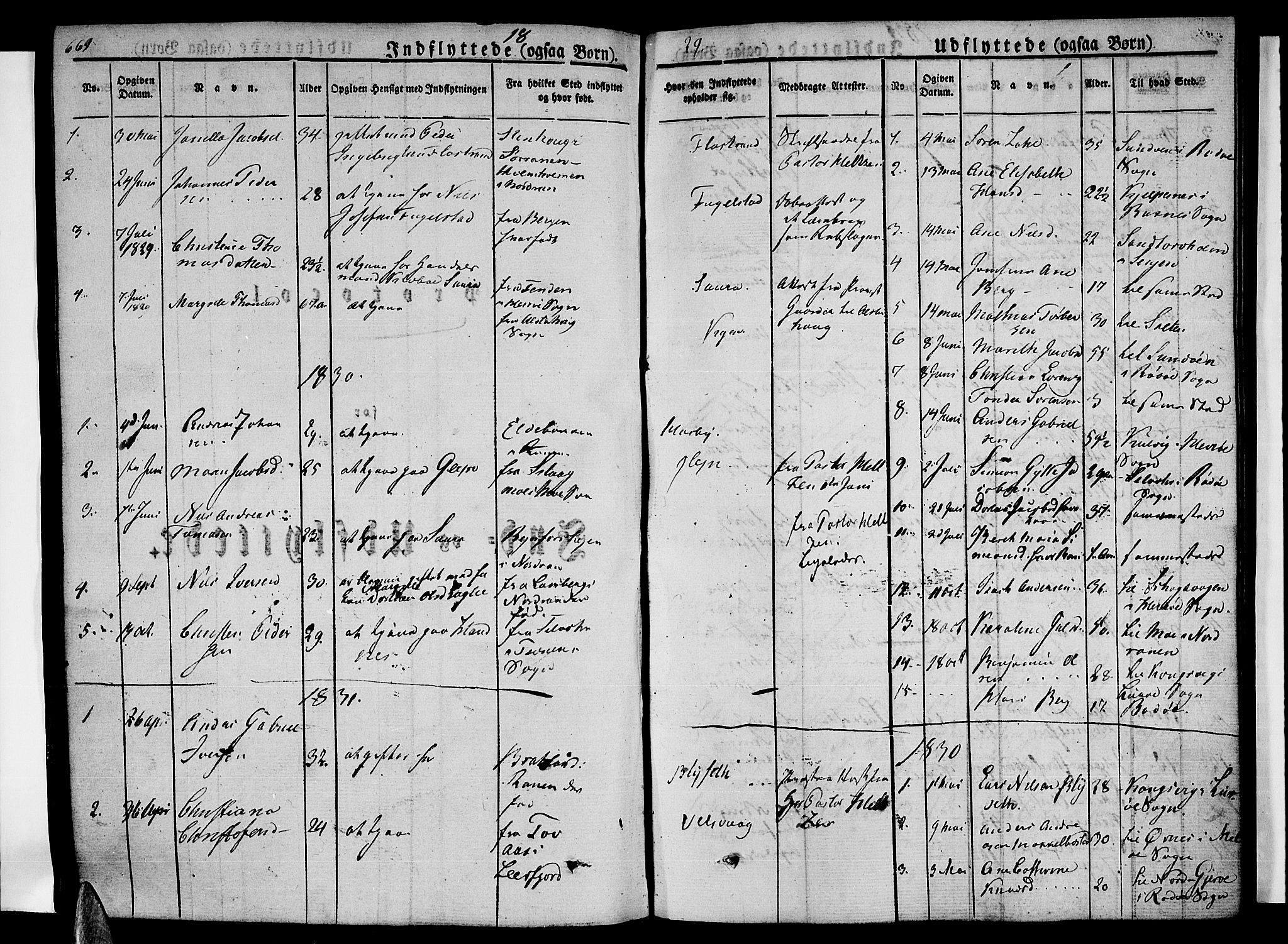Ministerialprotokoller, klokkerbøker og fødselsregistre - Nordland, SAT/A-1459/838/L0548: Parish register (official) no. 838A06, 1829-1839, p. 669-670
