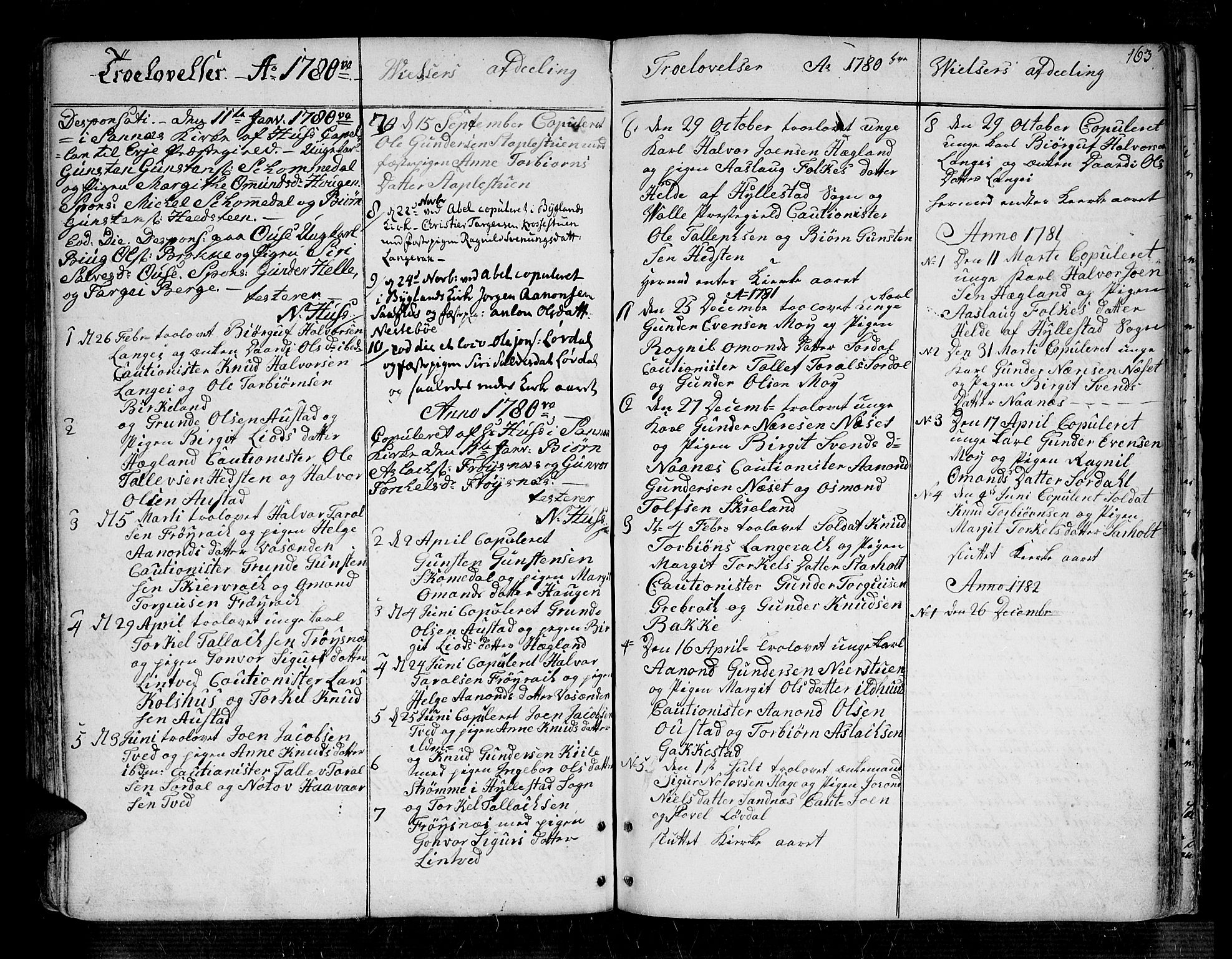 Bygland sokneprestkontor, SAK/1111-0006/F/Fa/Fab/L0002: Parish register (official) no. A 2, 1766-1816, p. 163
