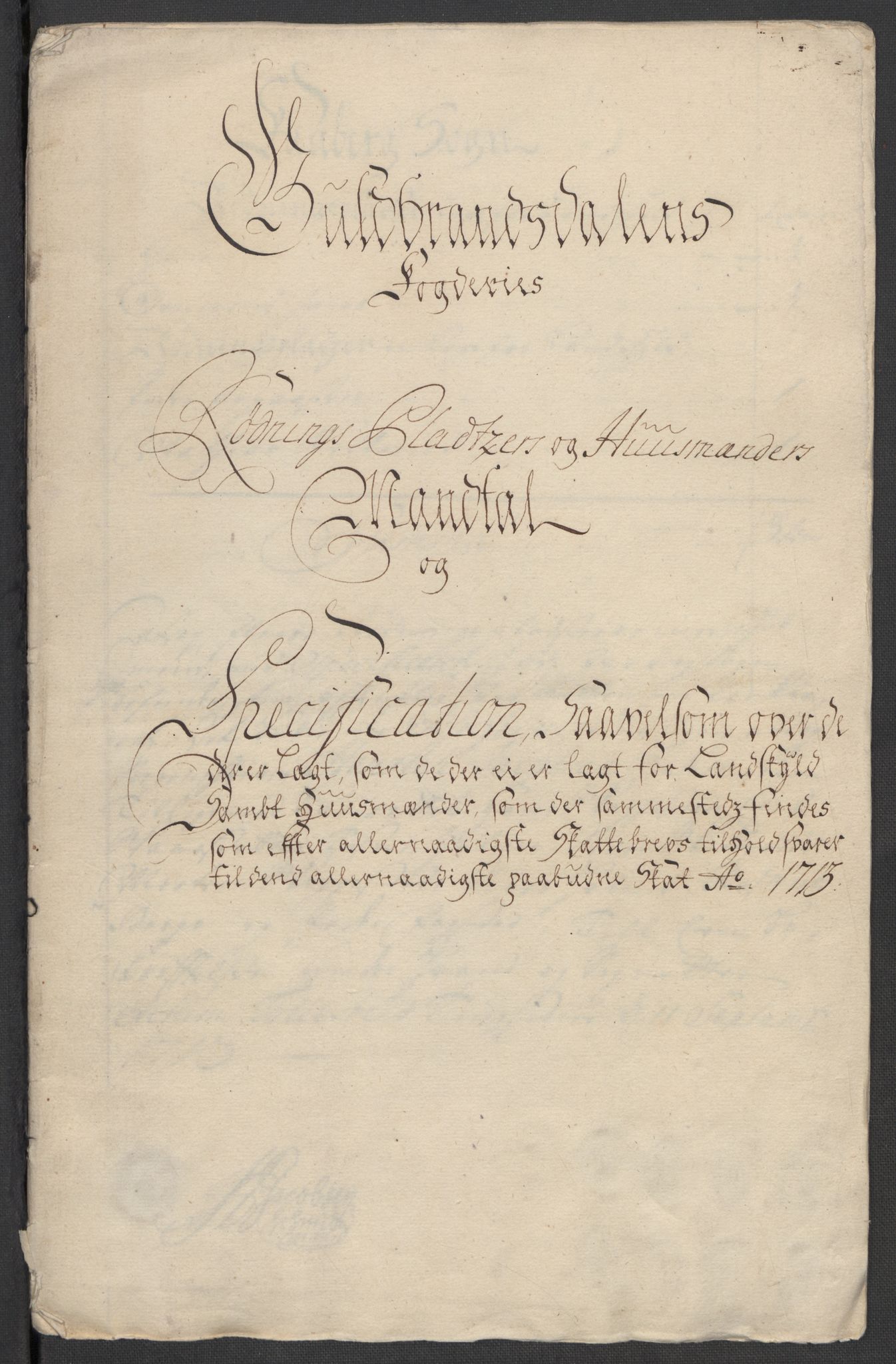 Rentekammeret inntil 1814, Reviderte regnskaper, Fogderegnskap, RA/EA-4092/R17/L1182: Fogderegnskap Gudbrandsdal, 1713, p. 309