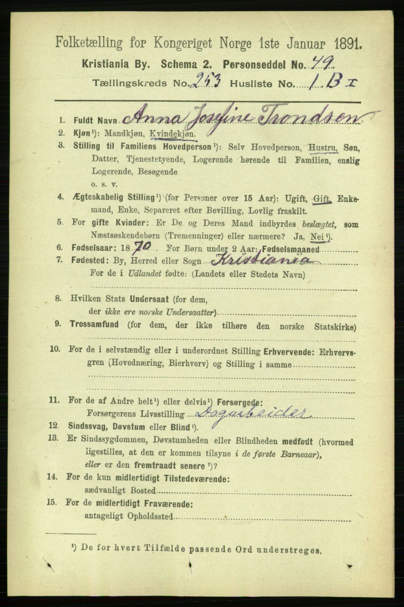 RA, 1891 census for 0301 Kristiania, 1891, p. 153822