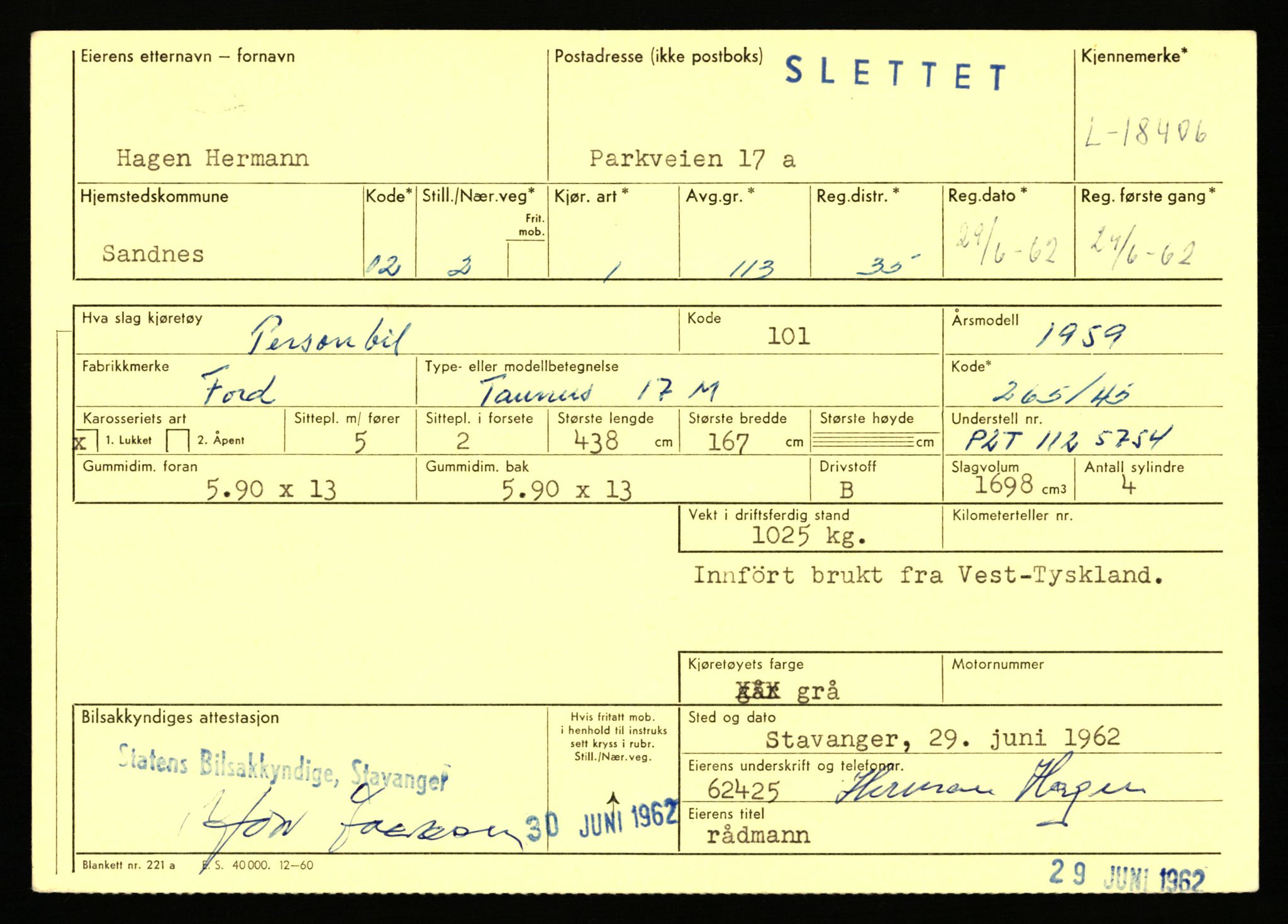 Stavanger trafikkstasjon, AV/SAST-A-101942/0/F/L0033: L-18150 - L-18599, 1930-1971, p. 1225