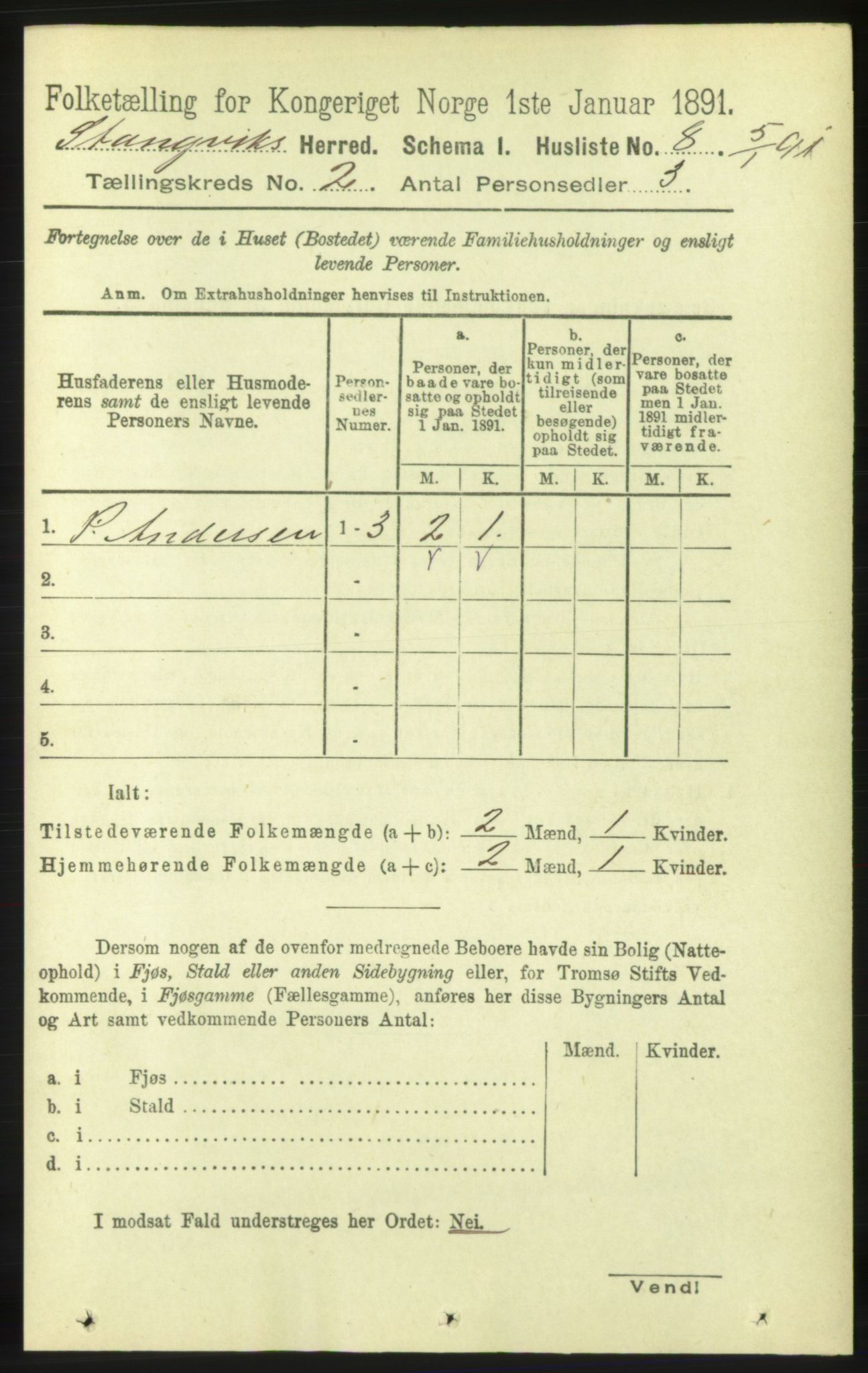 RA, 1891 census for 1564 Stangvik, 1891, p. 593