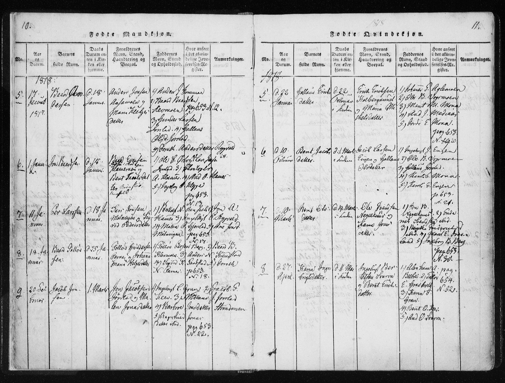 Ministerialprotokoller, klokkerbøker og fødselsregistre - Nord-Trøndelag, SAT/A-1458/749/L0469: Parish register (official) no. 749A03, 1817-1857, p. 10-11