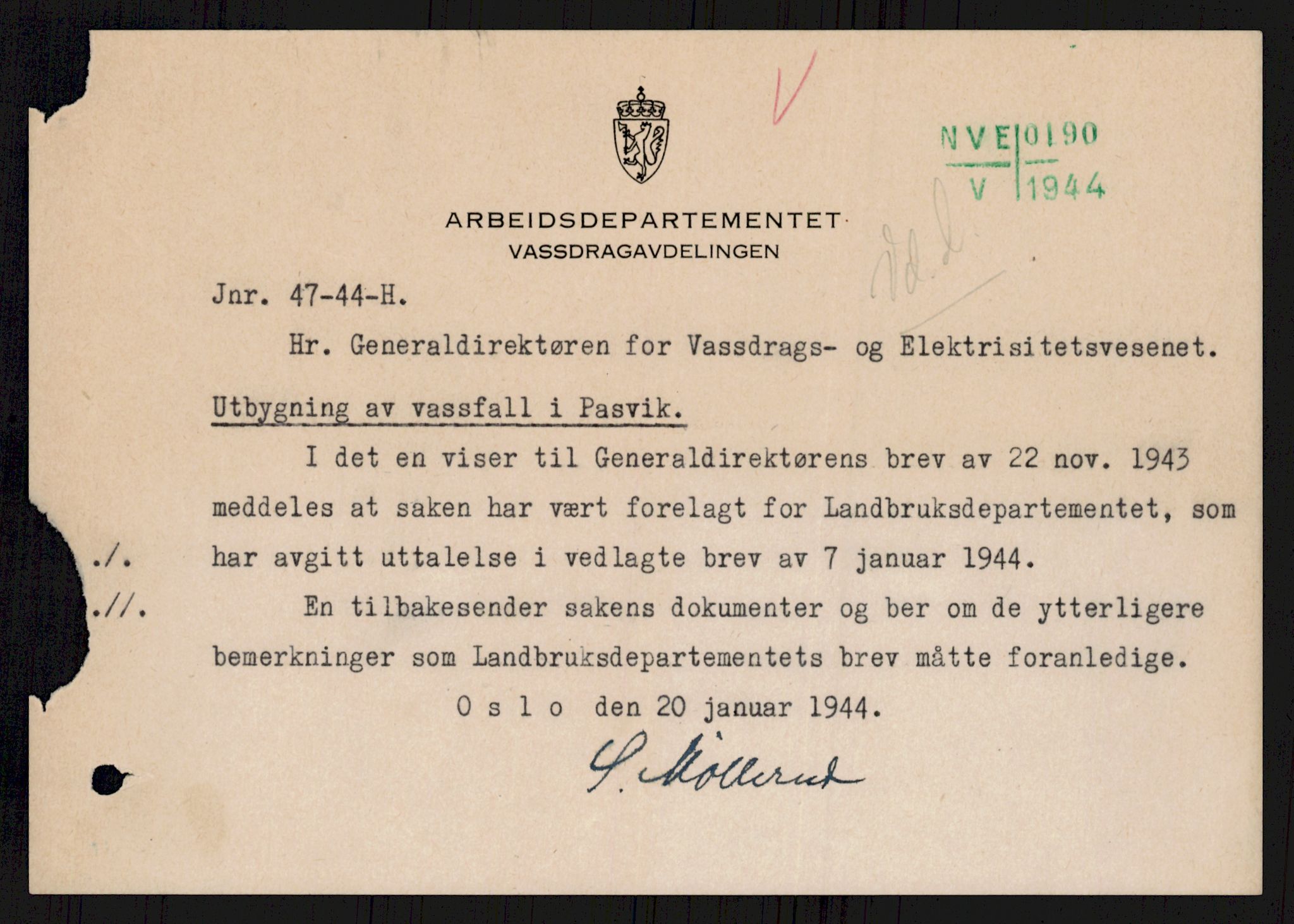 Vassdragsdirektoratet/avdelingen, AV/RA-S-6242/F/Fa/L0537: Pasvikelva, 1932-1955, p. 42