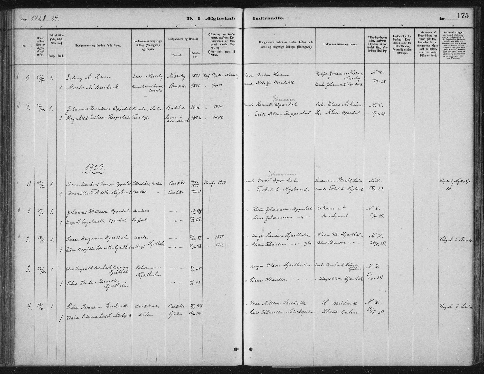 Gulen sokneprestembete, AV/SAB-A-80201/H/Hab/Habc/L0002: Parish register (copy) no. C 2, 1880-1938, p. 175