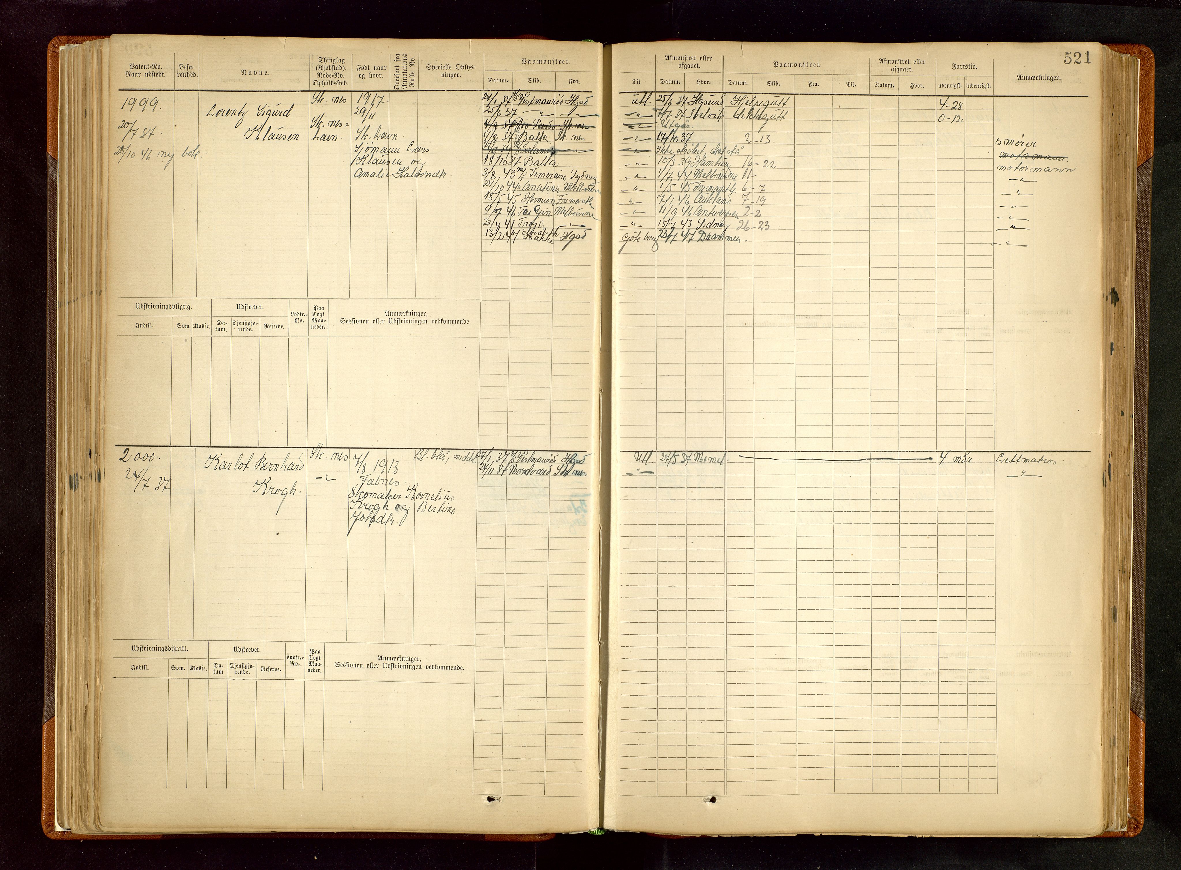 Haugesund sjømannskontor, SAST/A-102007/F/Fb/Fbb/L0002: Sjøfartsrulle Skudenes kretsnr. 959-2439, 1860-1948, p. 521