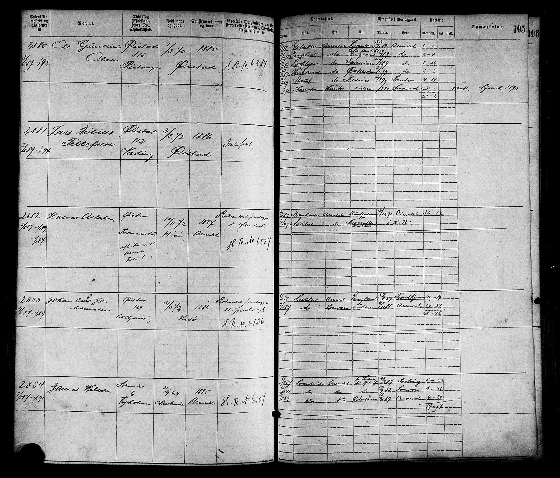Arendal mønstringskrets, SAK/2031-0012/F/Fa/L0003: Annotasjonsrulle nr 1911-3827 med register, S-3, 1880-1892, p. 226