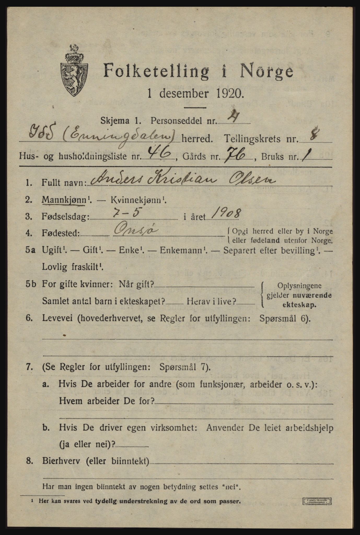 SAO, 1920 census for Idd, 1920, p. 10081