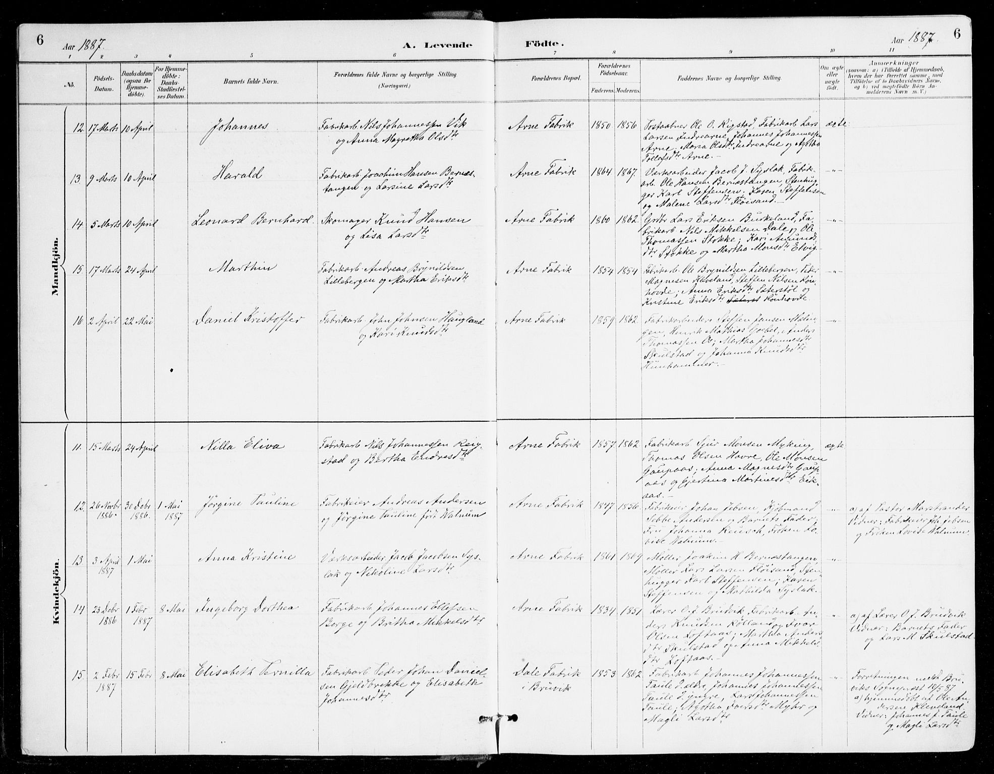 Haus sokneprestembete, AV/SAB-A-75601/H/Haa/Haad/L0001: Parish register (official) no. D 1, 1887-1898, p. 6