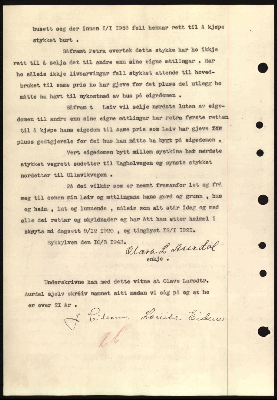 Nordre Sunnmøre sorenskriveri, AV/SAT-A-0006/1/2/2C/2Ca: Mortgage book no. A15, 1942-1943, Diary no: : 380/1943