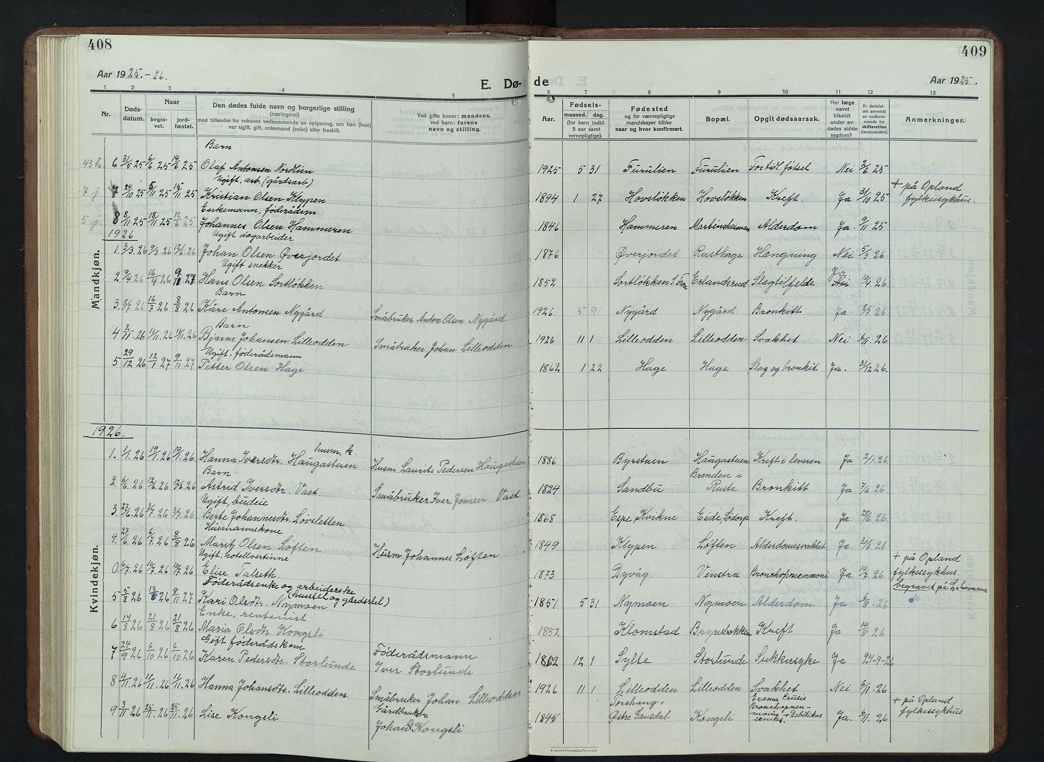 Nord-Fron prestekontor, SAH/PREST-080/H/Ha/Hab/L0007: Parish register (copy) no. 7, 1915-1946, p. 408-409