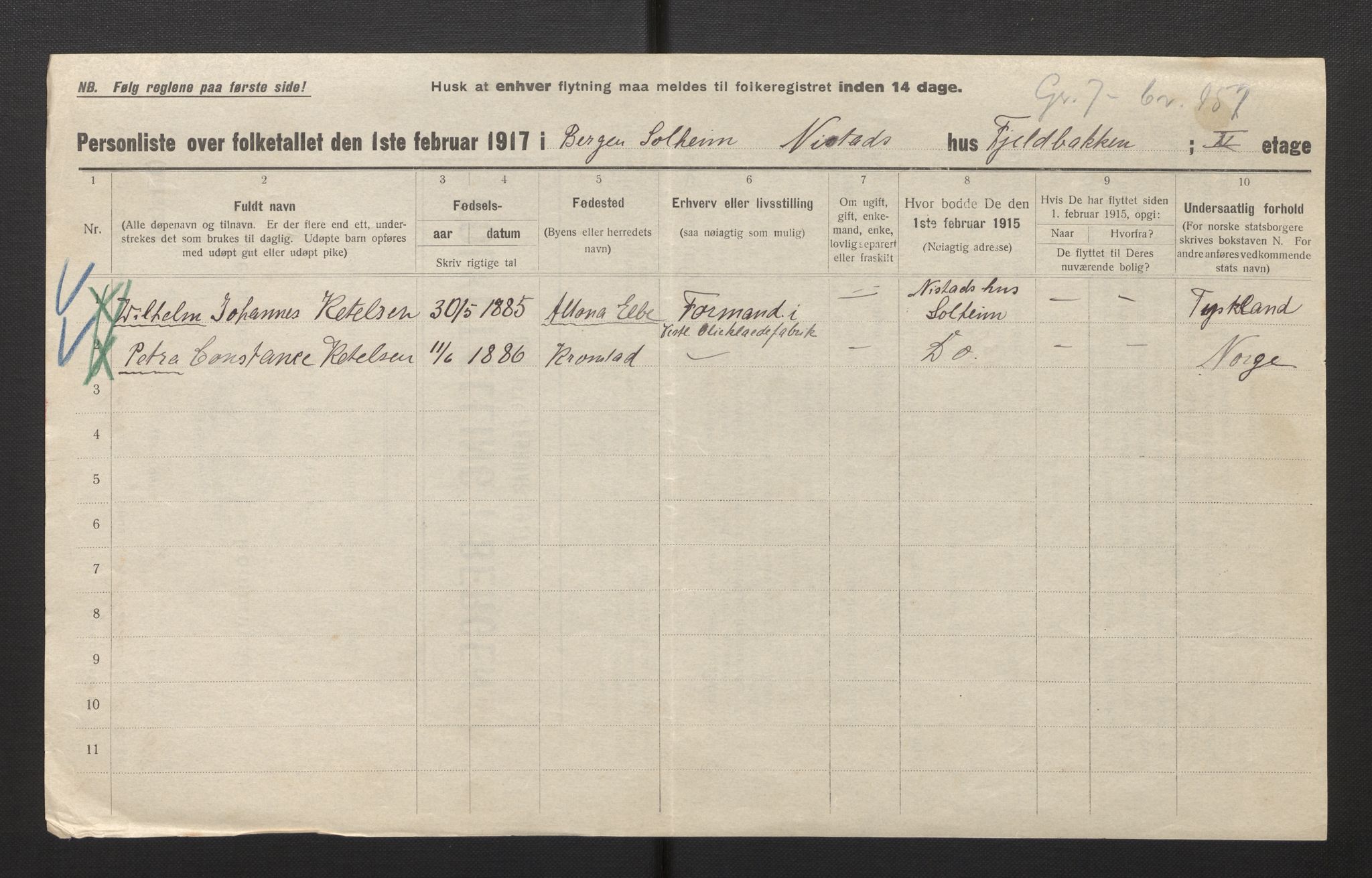 SAB, Municipal Census 1917 for Bergen, 1917, p. 49348