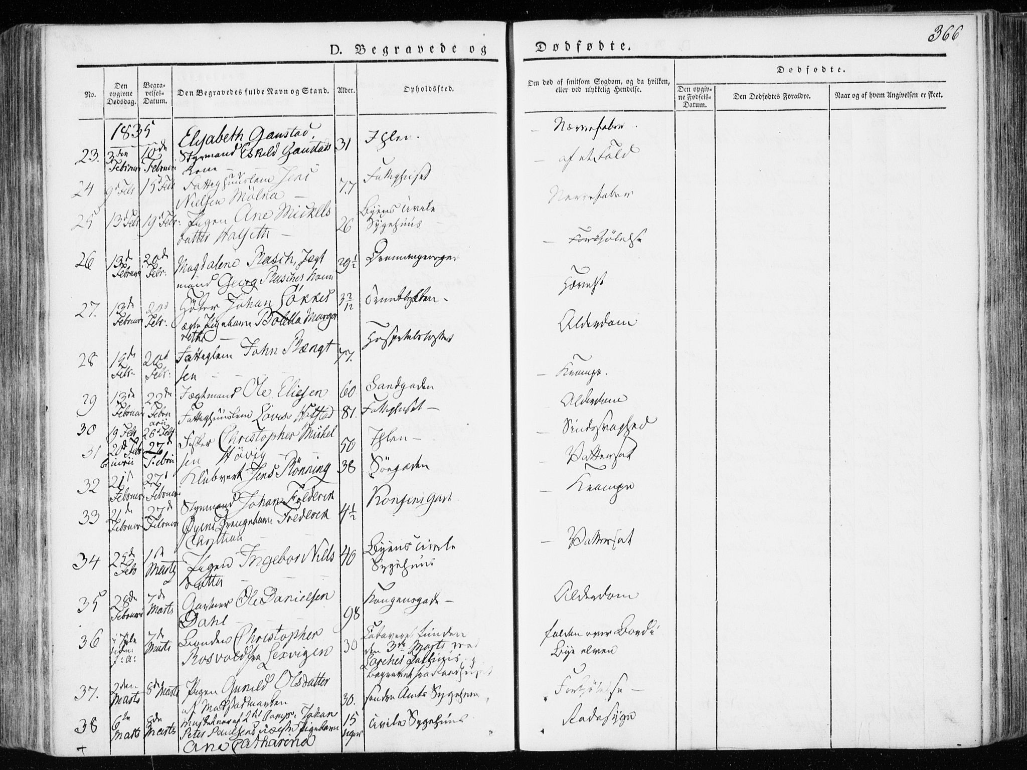 Ministerialprotokoller, klokkerbøker og fødselsregistre - Sør-Trøndelag, SAT/A-1456/601/L0047: Parish register (official) no. 601A15, 1831-1839, p. 366