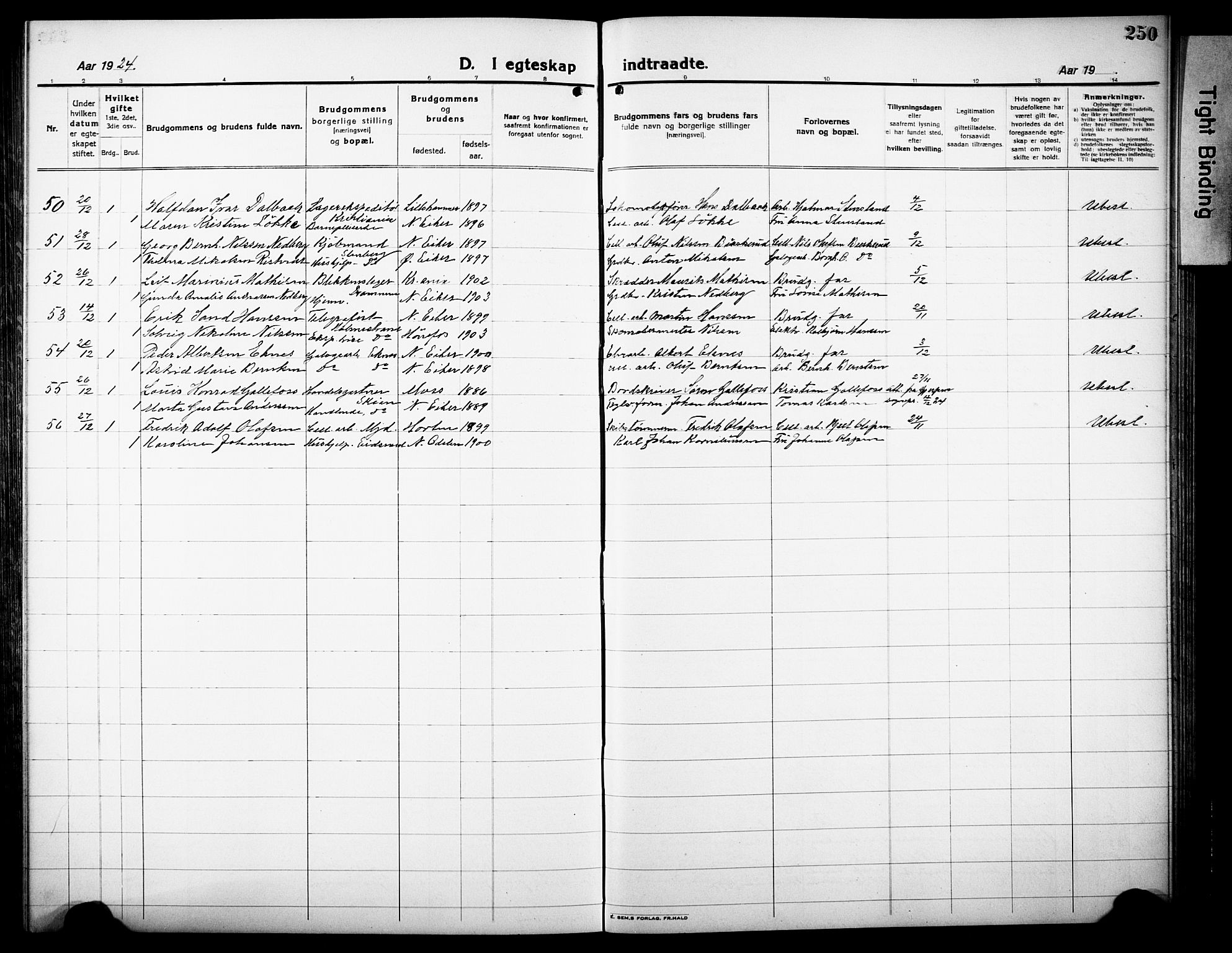 Nedre Eiker kirkebøker, AV/SAKO-A-612/G/Ga/L0006: Parish register (copy) no. 6, 1922-1933, p. 250