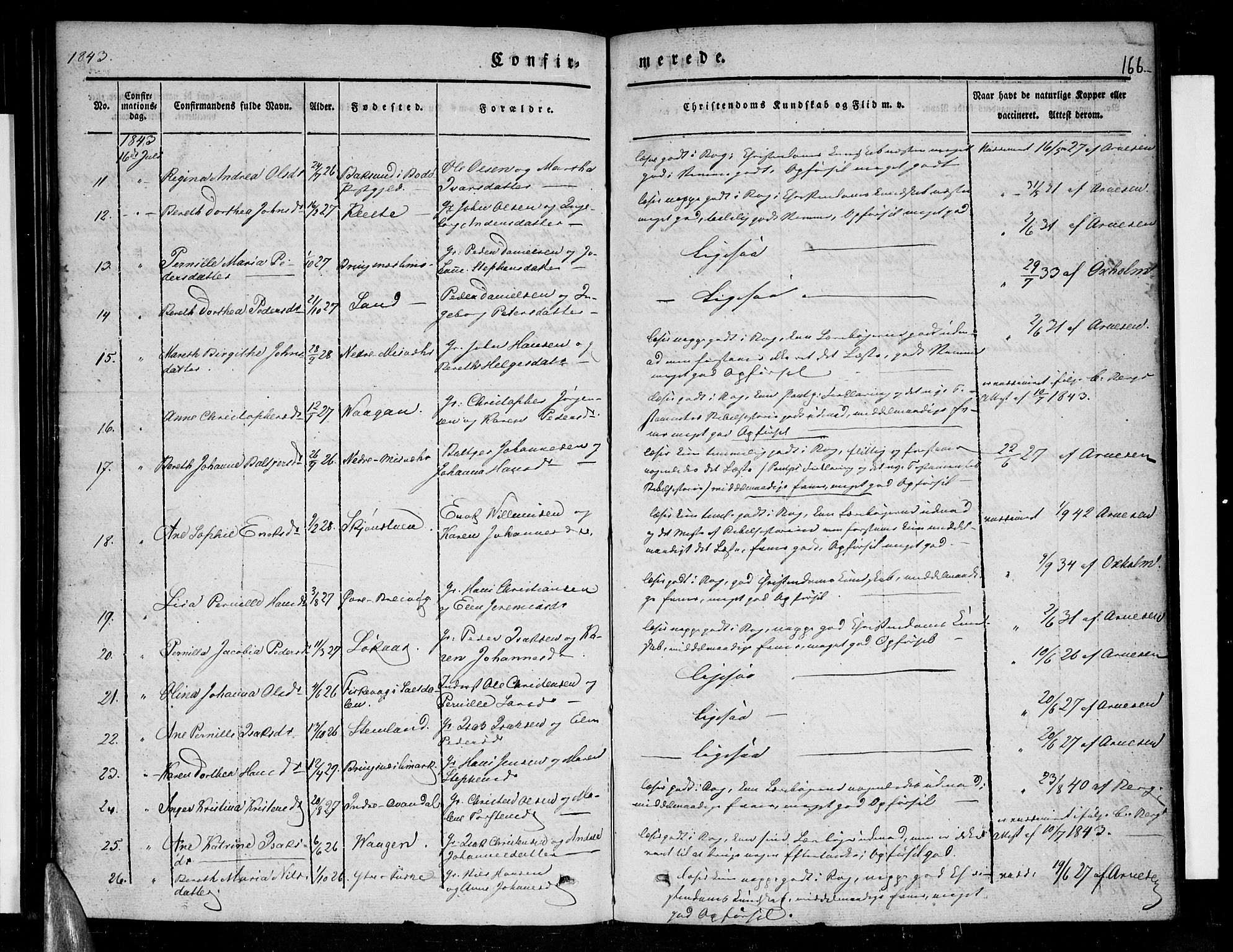 Ministerialprotokoller, klokkerbøker og fødselsregistre - Nordland, AV/SAT-A-1459/852/L0737: Parish register (official) no. 852A07, 1833-1849, p. 166