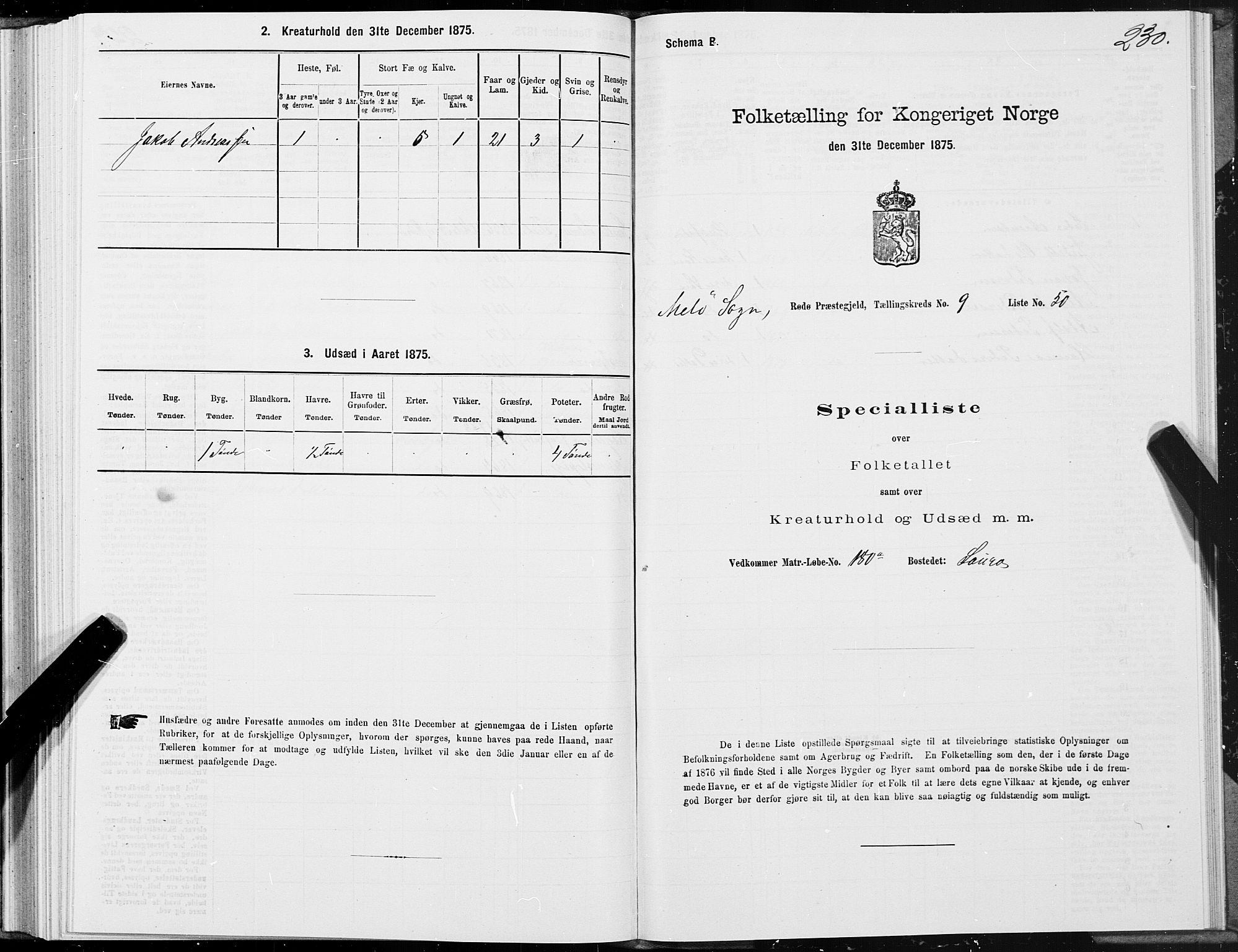 SAT, 1875 census for 1836P Rødøy, 1875, p. 4230