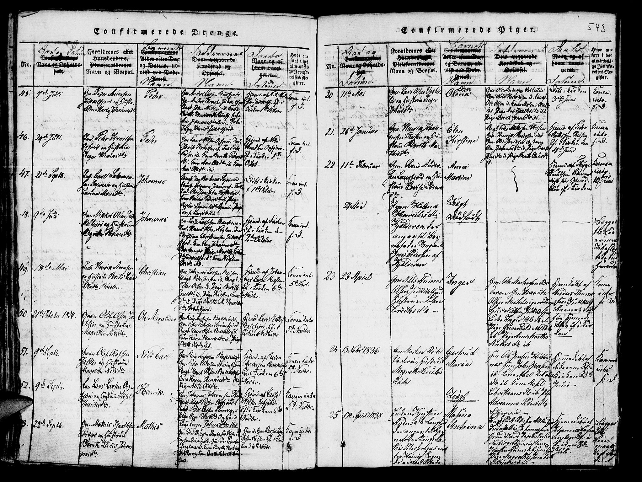 Skjervøy sokneprestkontor, AV/SATØ-S-1300/H/Ha/Haa/L0004kirke: Parish register (official) no. 4, 1820-1838, p. 542-543