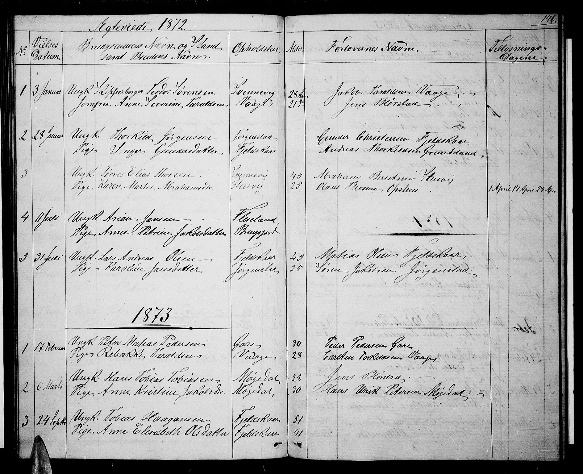 Sør-Audnedal sokneprestkontor, AV/SAK-1111-0039/F/Fb/Fba/L0002: Parish register (copy) no. B 2, 1853-1878, p. 146