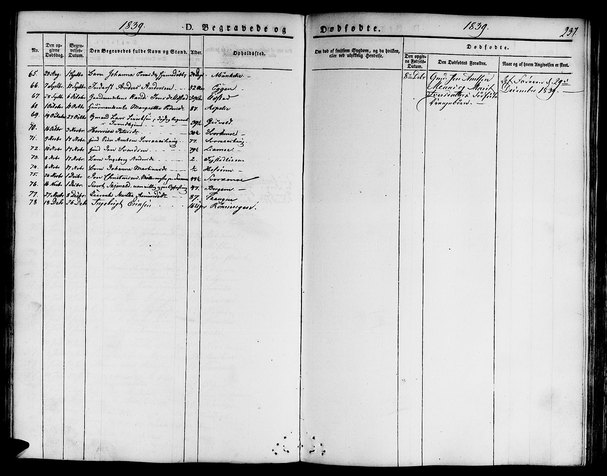 Ministerialprotokoller, klokkerbøker og fødselsregistre - Sør-Trøndelag, SAT/A-1456/668/L0804: Parish register (official) no. 668A04, 1826-1839, p. 237