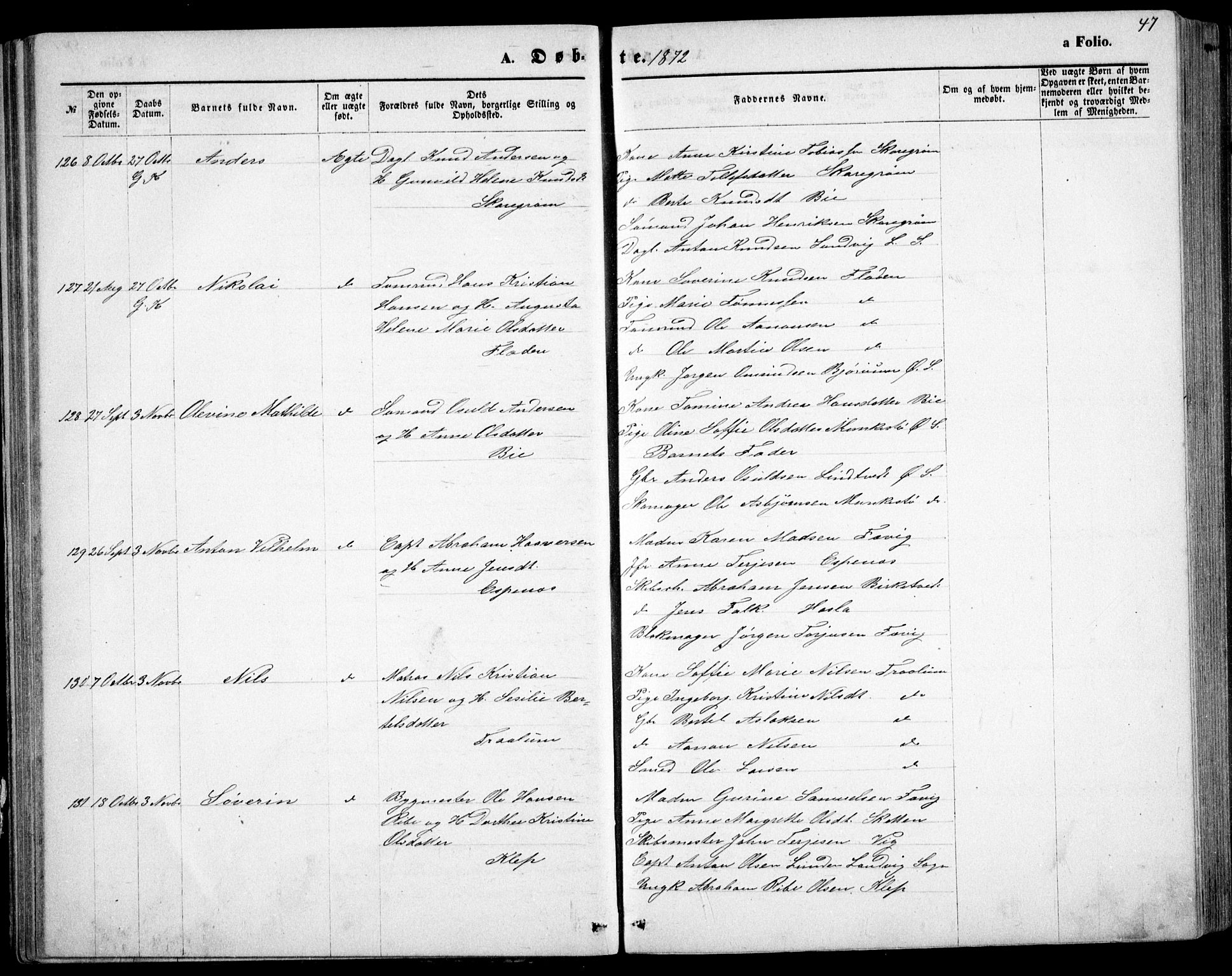 Fjære sokneprestkontor, AV/SAK-1111-0011/F/Fb/L0010: Parish register (copy) no. B 10, 1871-1880, p. 47