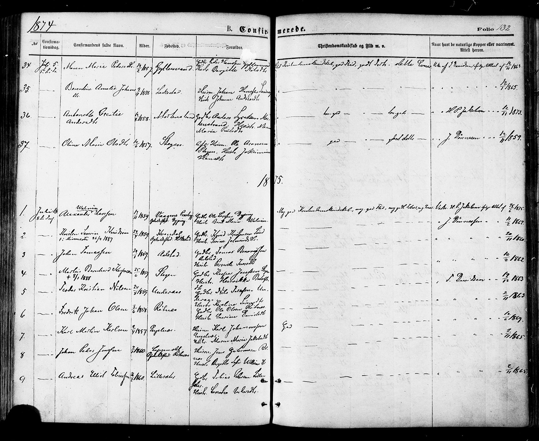 Ministerialprotokoller, klokkerbøker og fødselsregistre - Nordland, SAT/A-1459/855/L0802: Parish register (official) no. 855A10, 1875-1886, p. 132