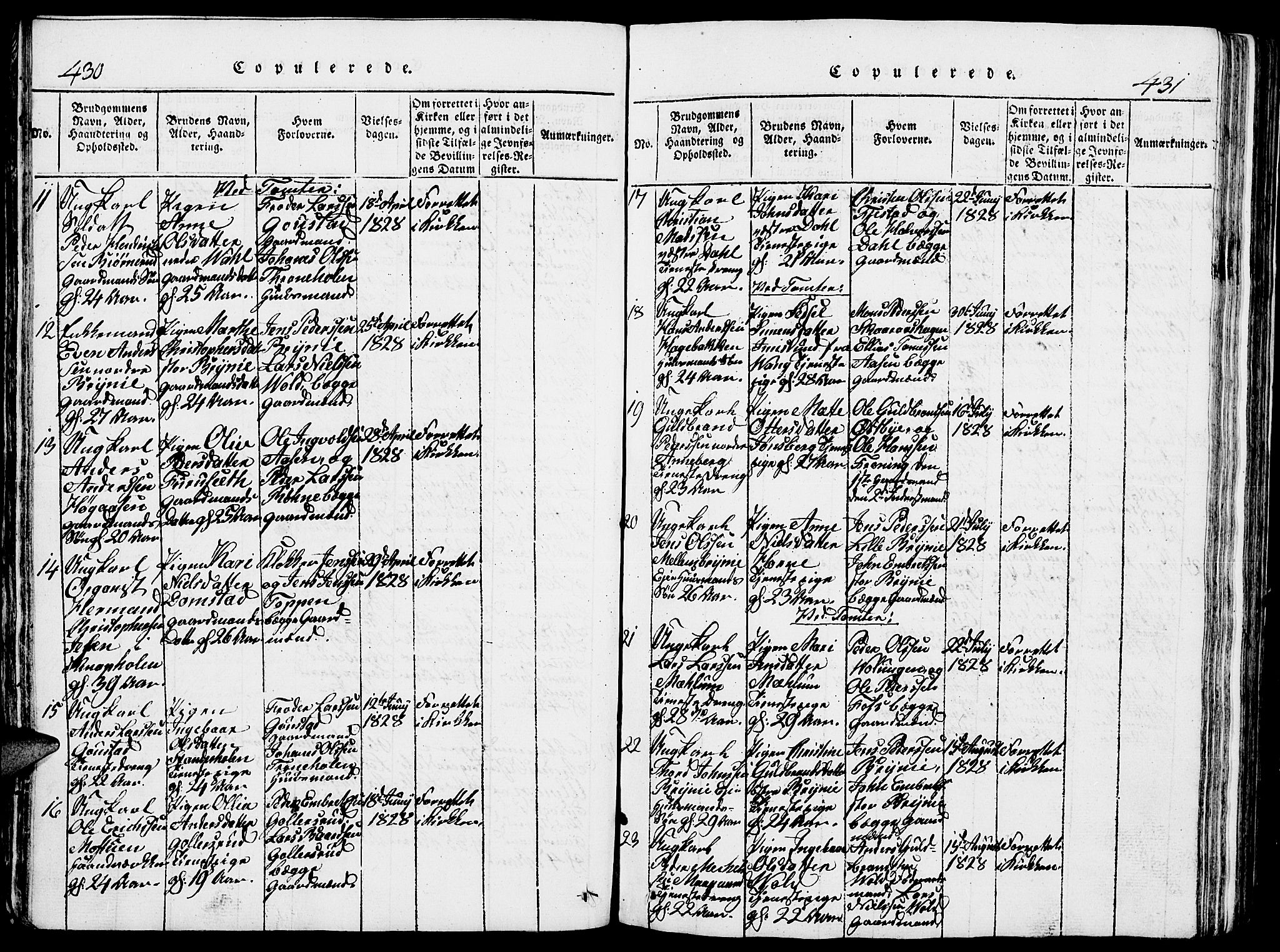 Romedal prestekontor, AV/SAH-PREST-004/L/L0005: Parish register (copy) no. 5, 1814-1829, p. 430-431