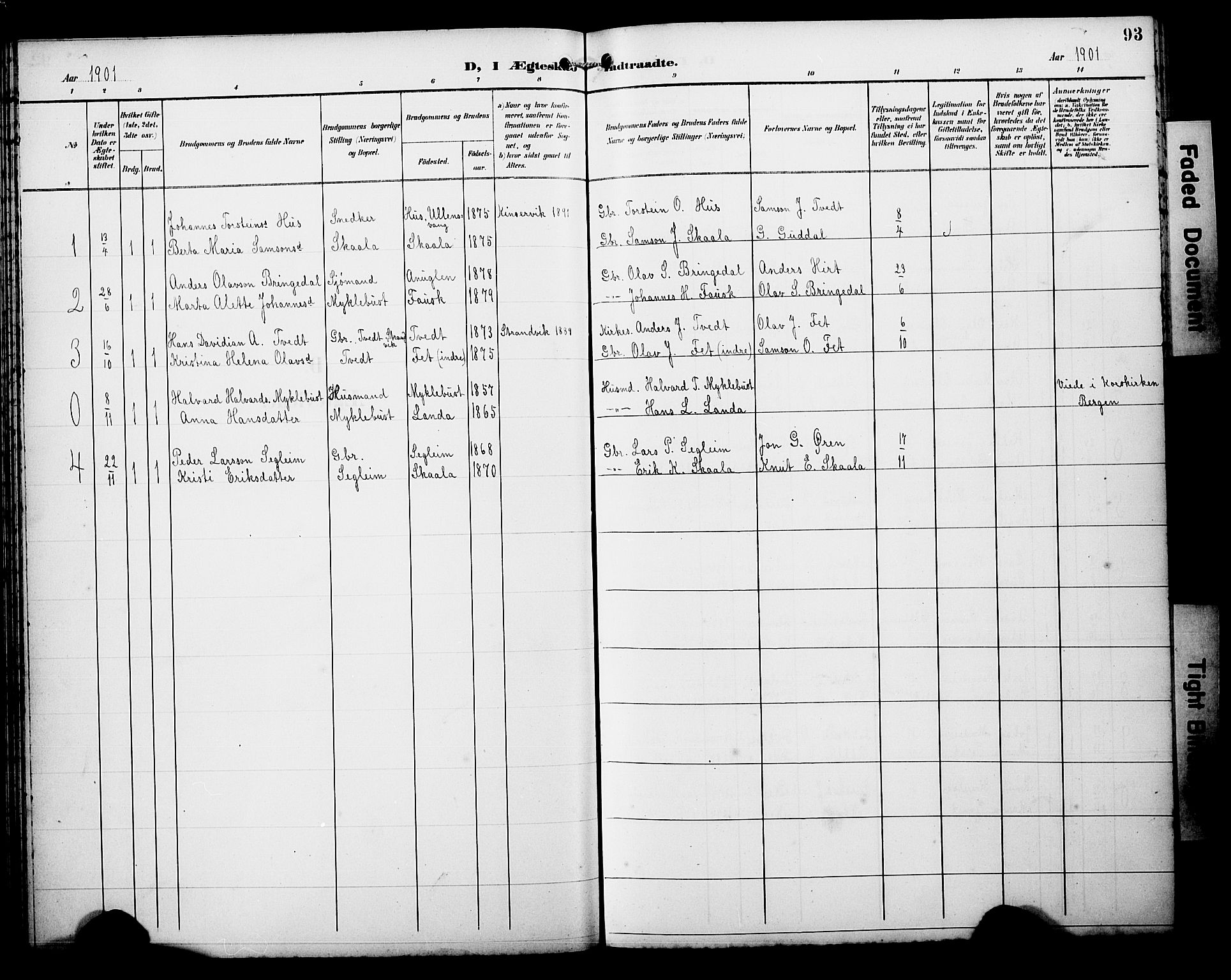 Kvinnherad sokneprestembete, AV/SAB-A-76401/H/Hab: Parish register (copy) no. A 2A, 1901-1911, p. 93