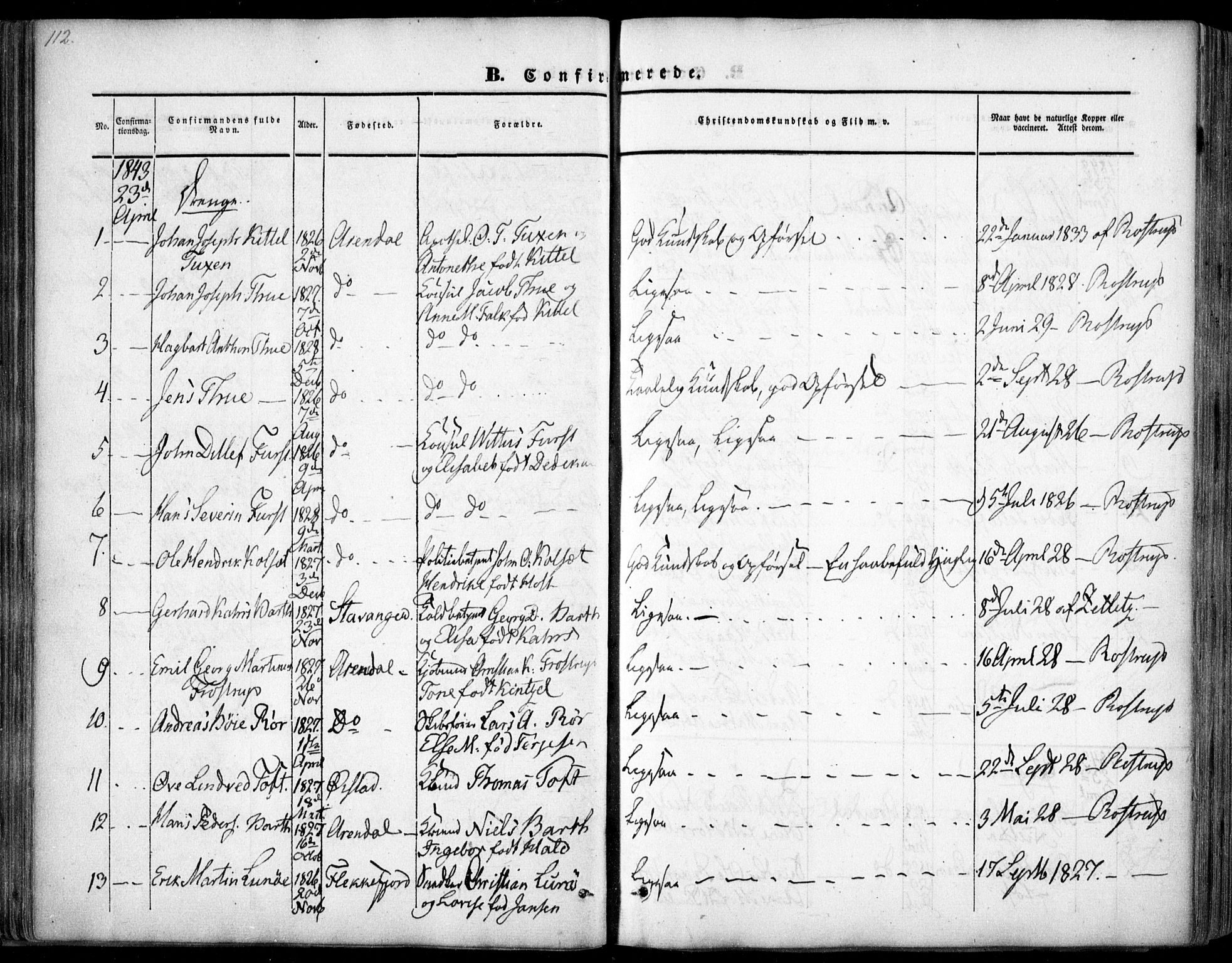 Arendal sokneprestkontor, Trefoldighet, SAK/1111-0040/F/Fa/L0005: Parish register (official) no. A 5, 1838-1854, p. 112