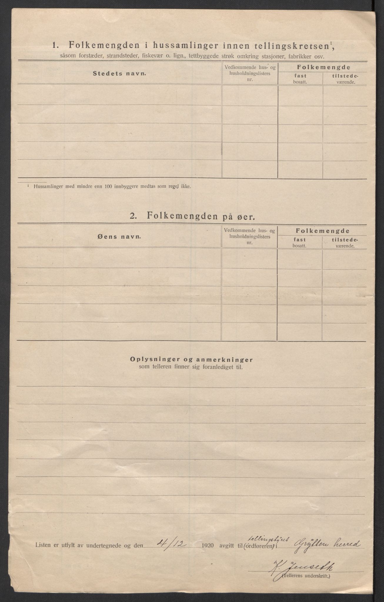 SAT, 1920 census for Grytten, 1920, p. 20