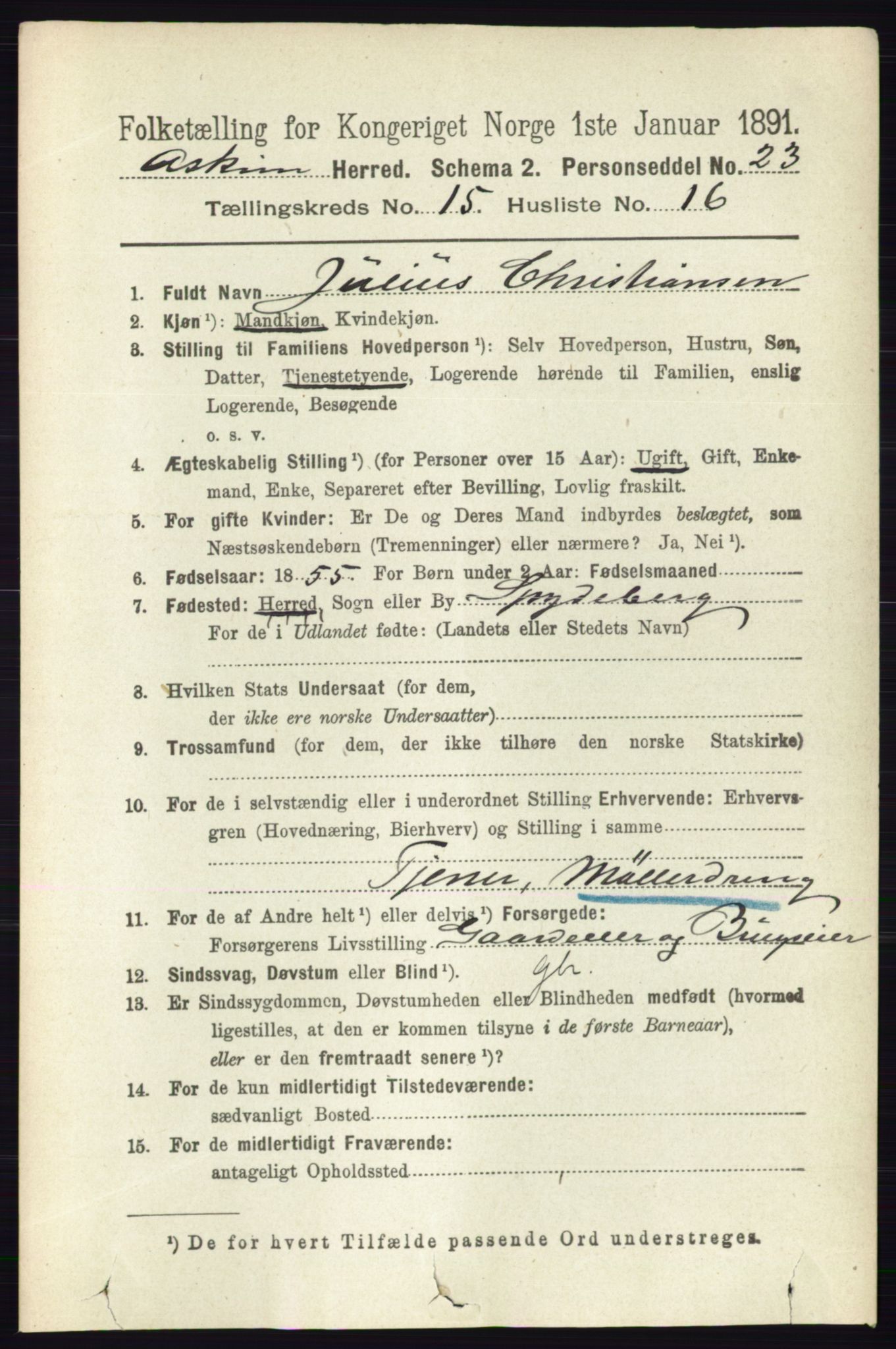 RA, 1891 census for 0124 Askim, 1891, p. 2596