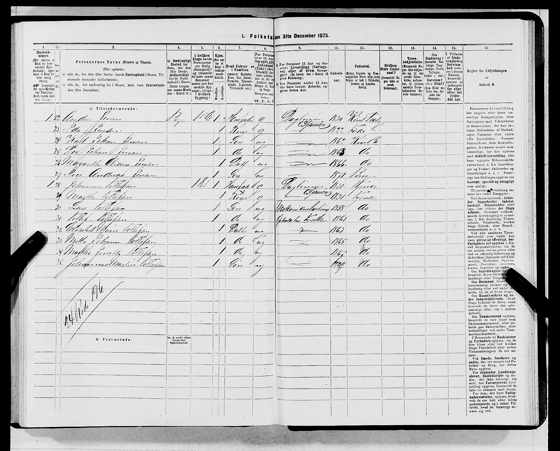 SAB, 1875 census for 1301 Bergen, 1875, p. 6128