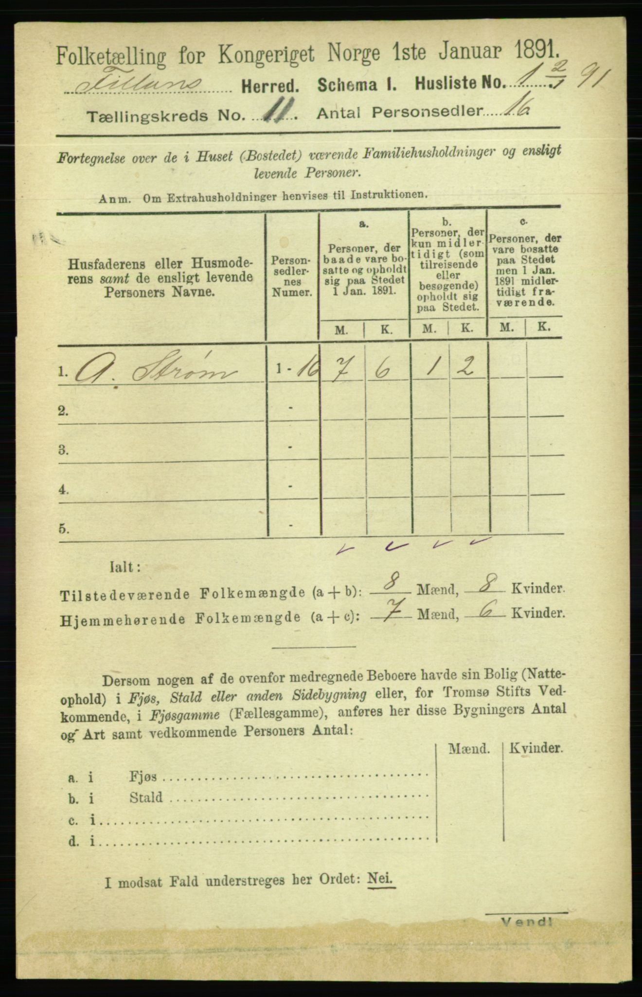 RA, 1891 census for 1616 Fillan, 1891, p. 2956