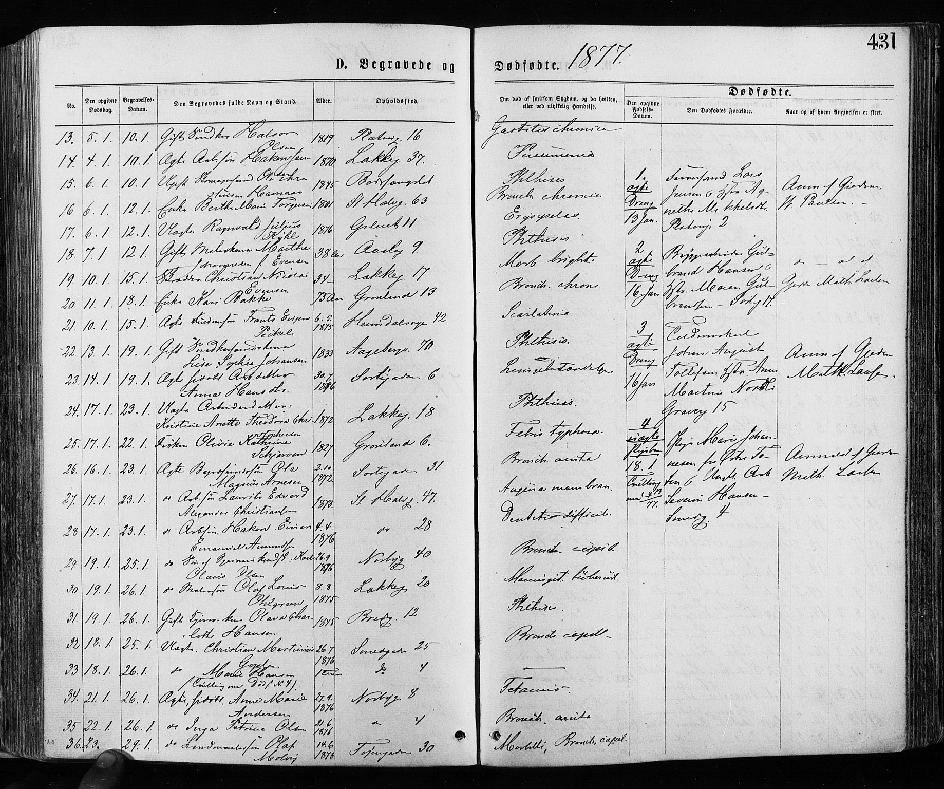 Grønland prestekontor Kirkebøker, AV/SAO-A-10848/F/Fa/L0005: Parish register (official) no. 5, 1869-1880, p. 431