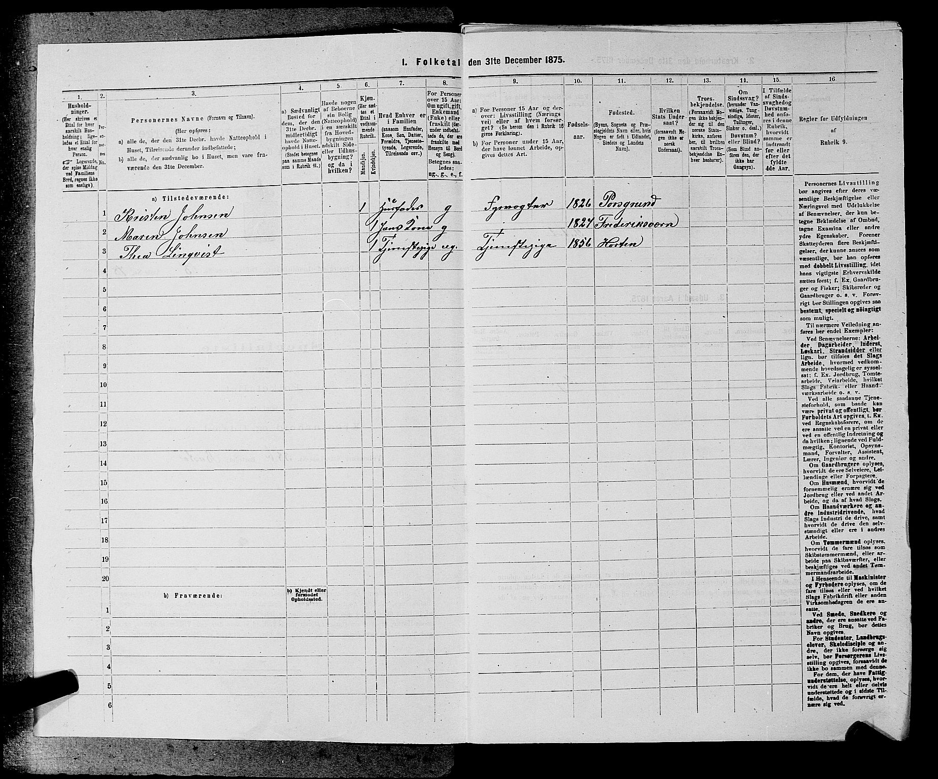 SAKO, 1875 census for 0717L Borre/Borre og Nykirke, 1875, p. 999