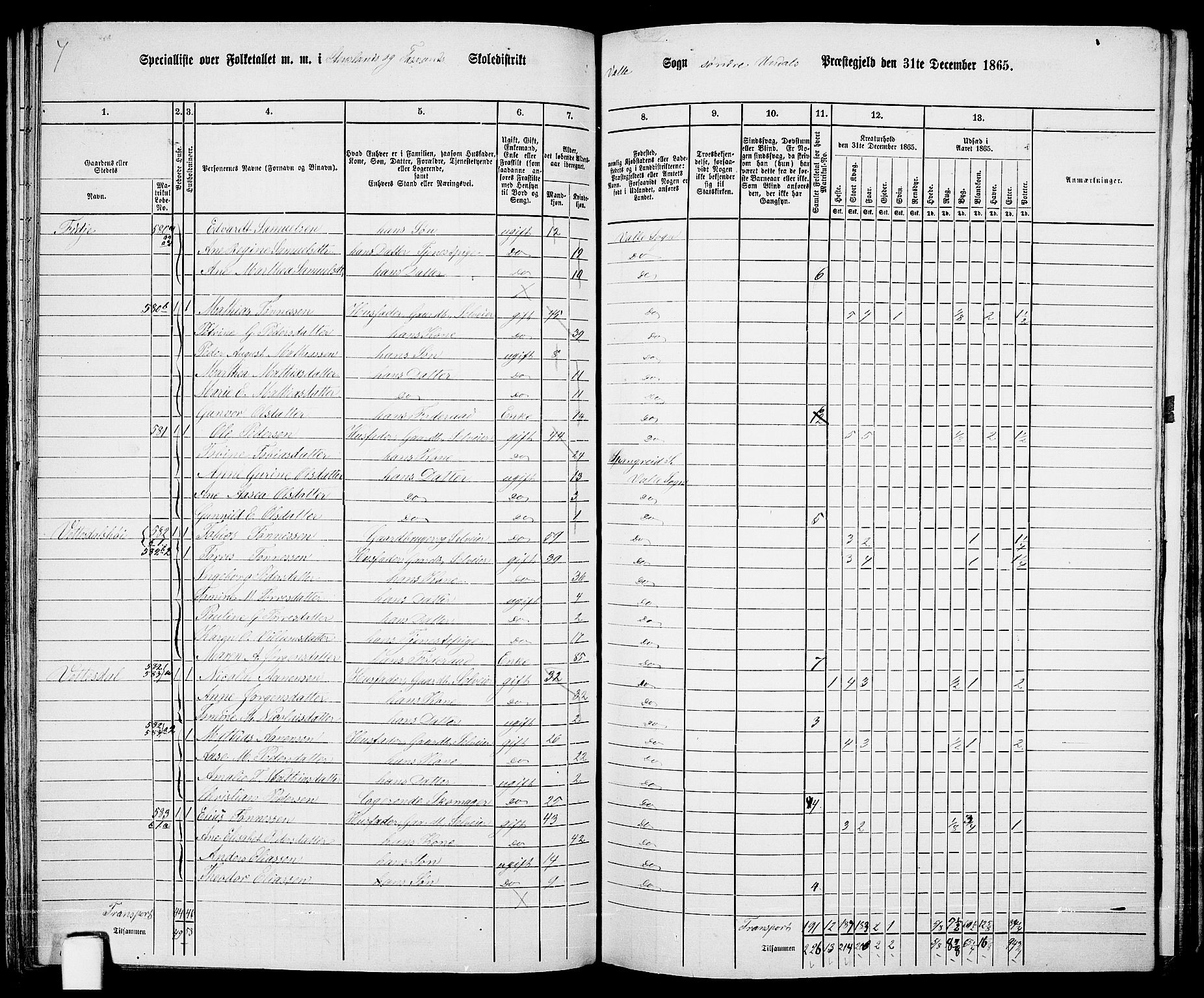 RA, 1865 census for Sør-Audnedal, 1865, p. 110