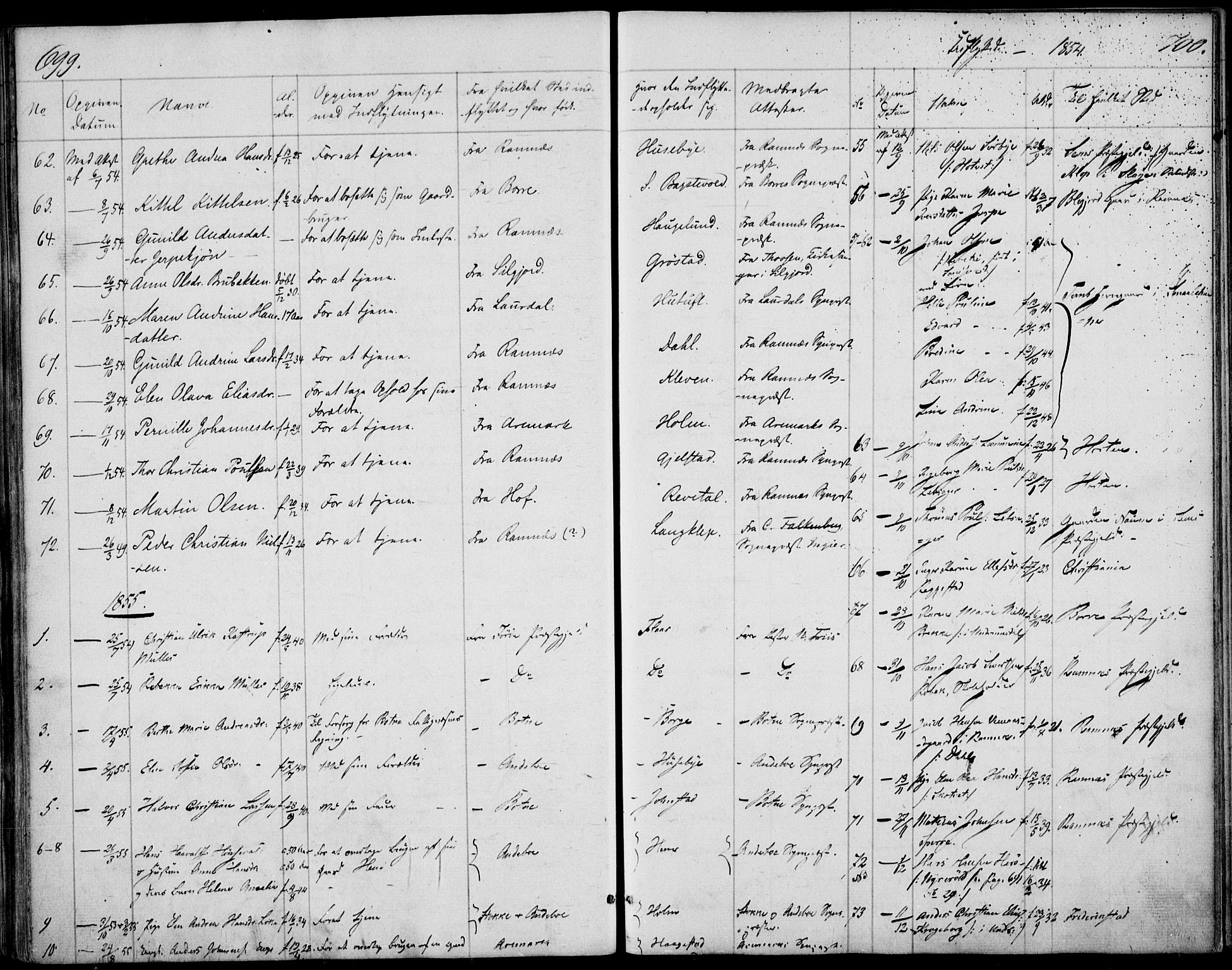 Våle kirkebøker, AV/SAKO-A-334/F/Fa/L0009b: Parish register (official) no. I 9B, 1841-1860, p. 699-700