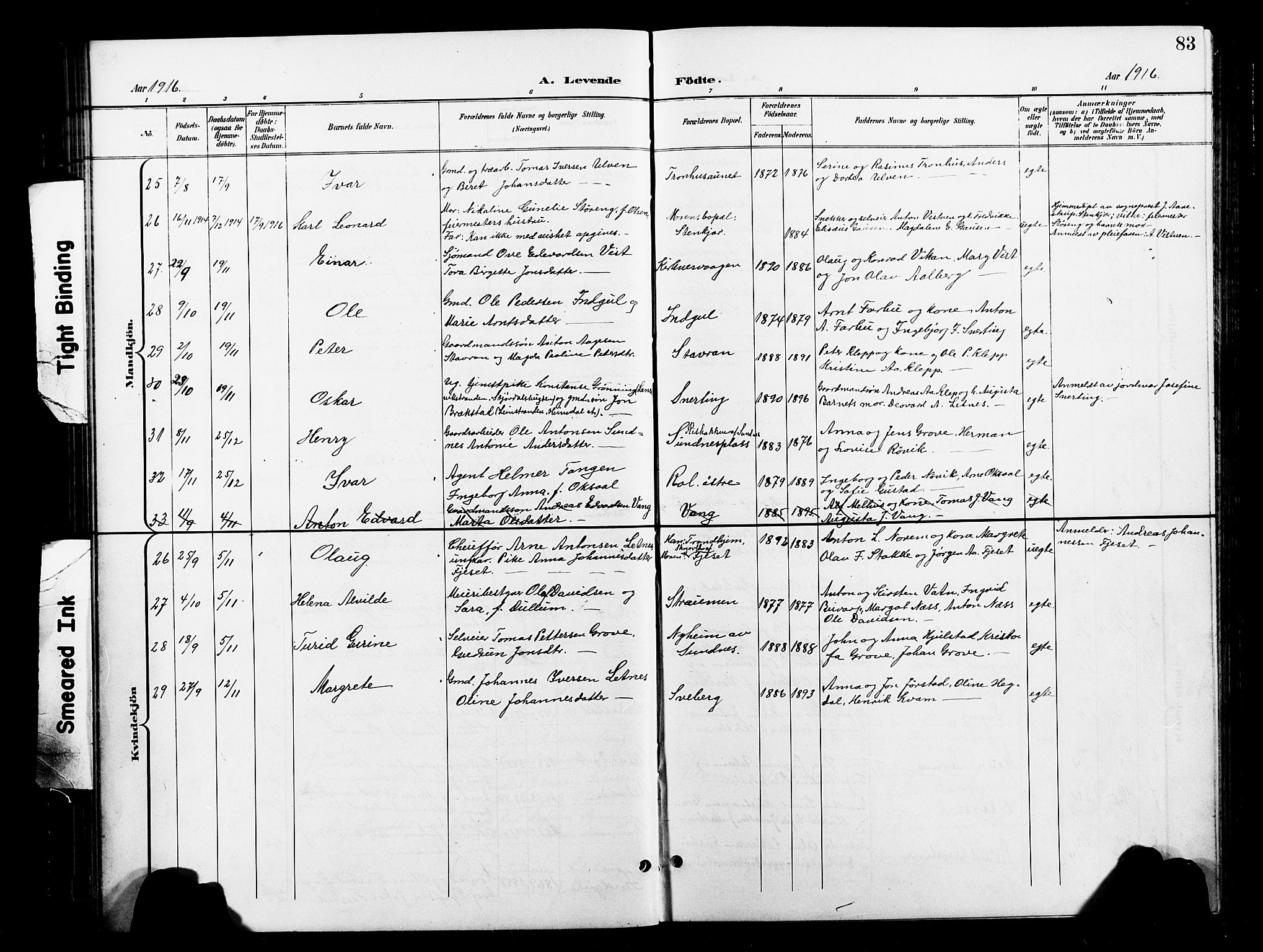 Ministerialprotokoller, klokkerbøker og fødselsregistre - Nord-Trøndelag, SAT/A-1458/730/L0302: Parish register (copy) no. 730C05, 1898-1924, p. 83